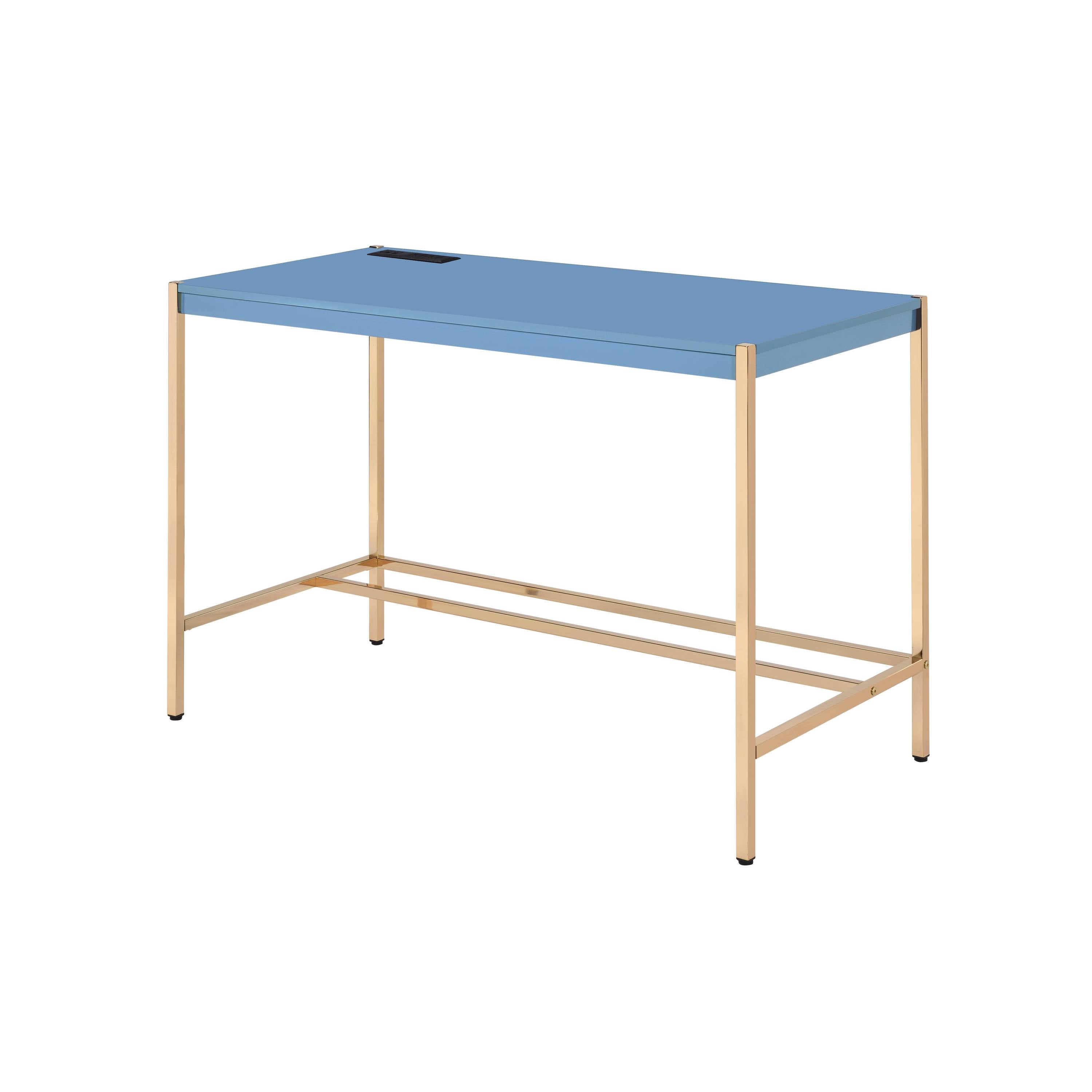 Navy Blue & Gold Writing Desk w/ USB Ports