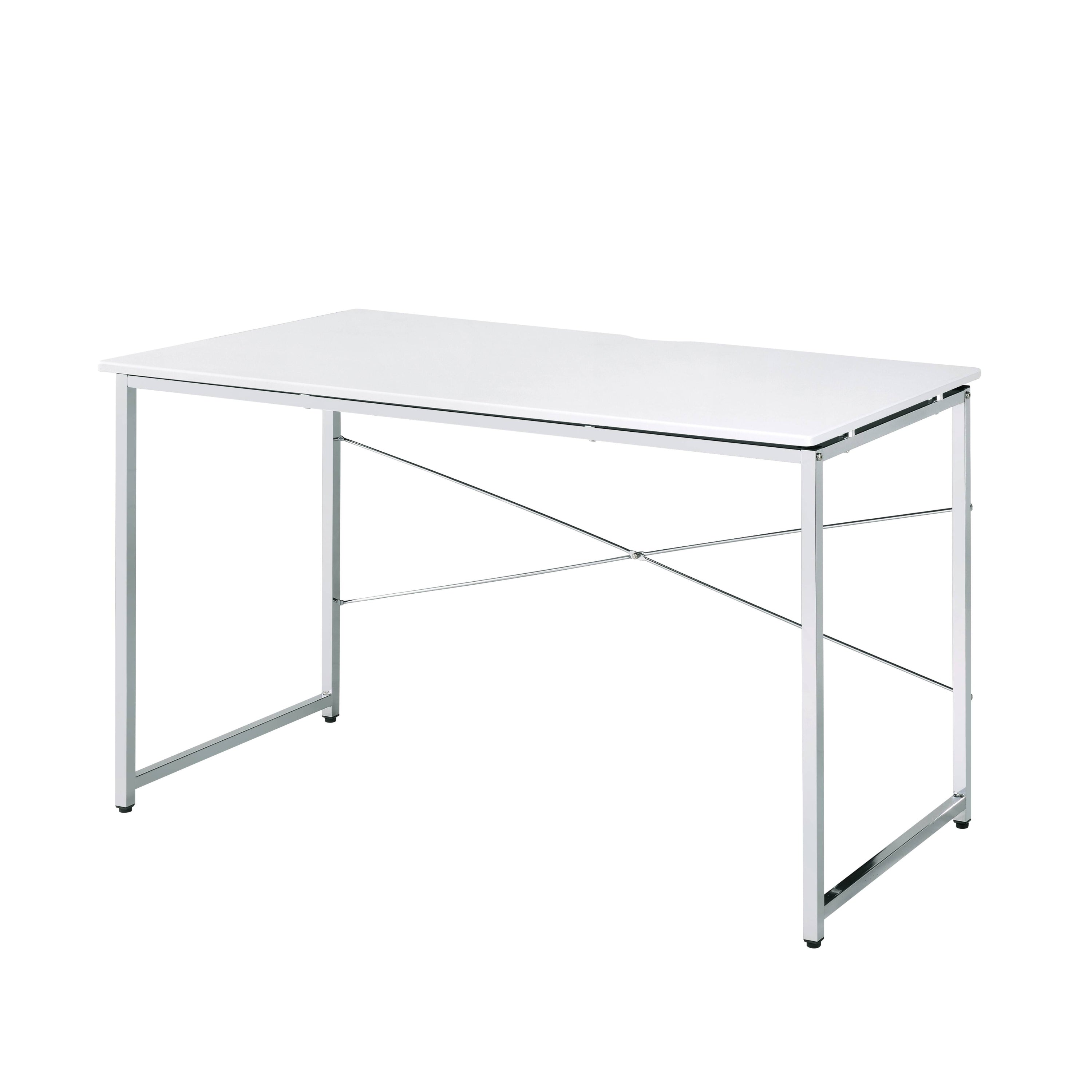 White & Chrome Writing Desk | Modern Sled Base Design
