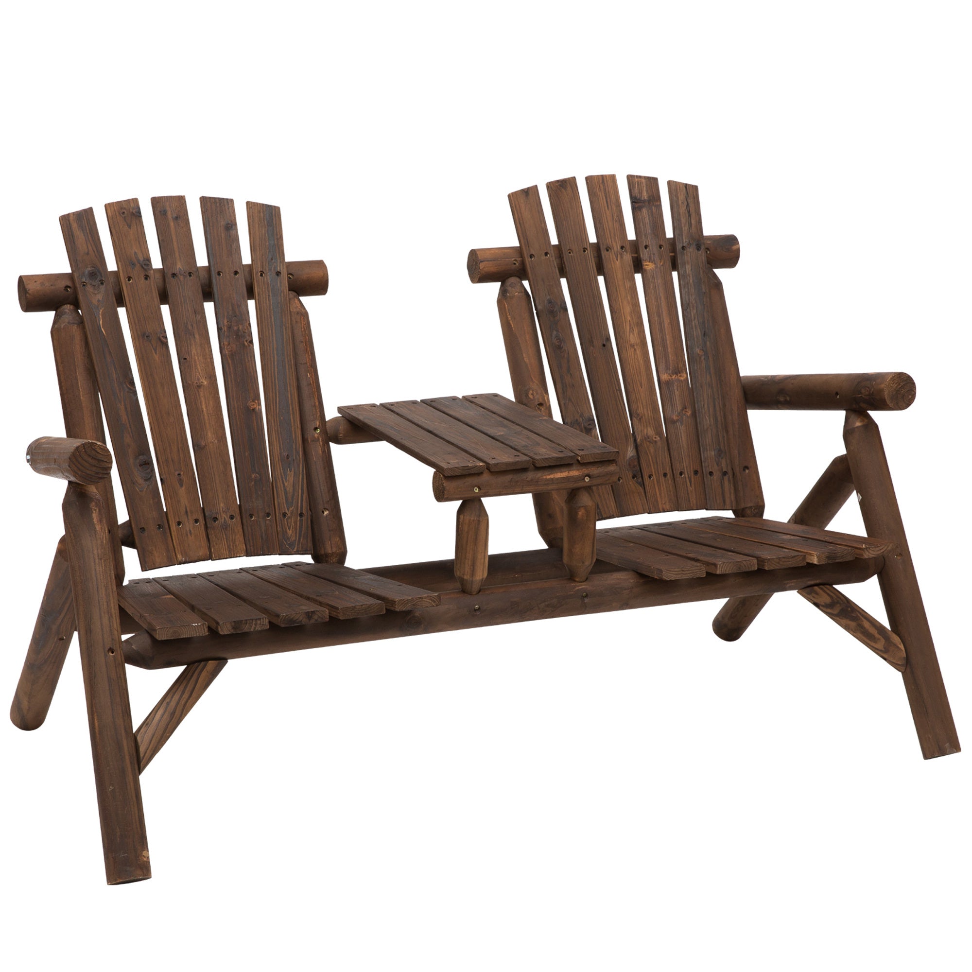 Outsunny Adirondack Chair: 2-Seat Patio Bench w/Table