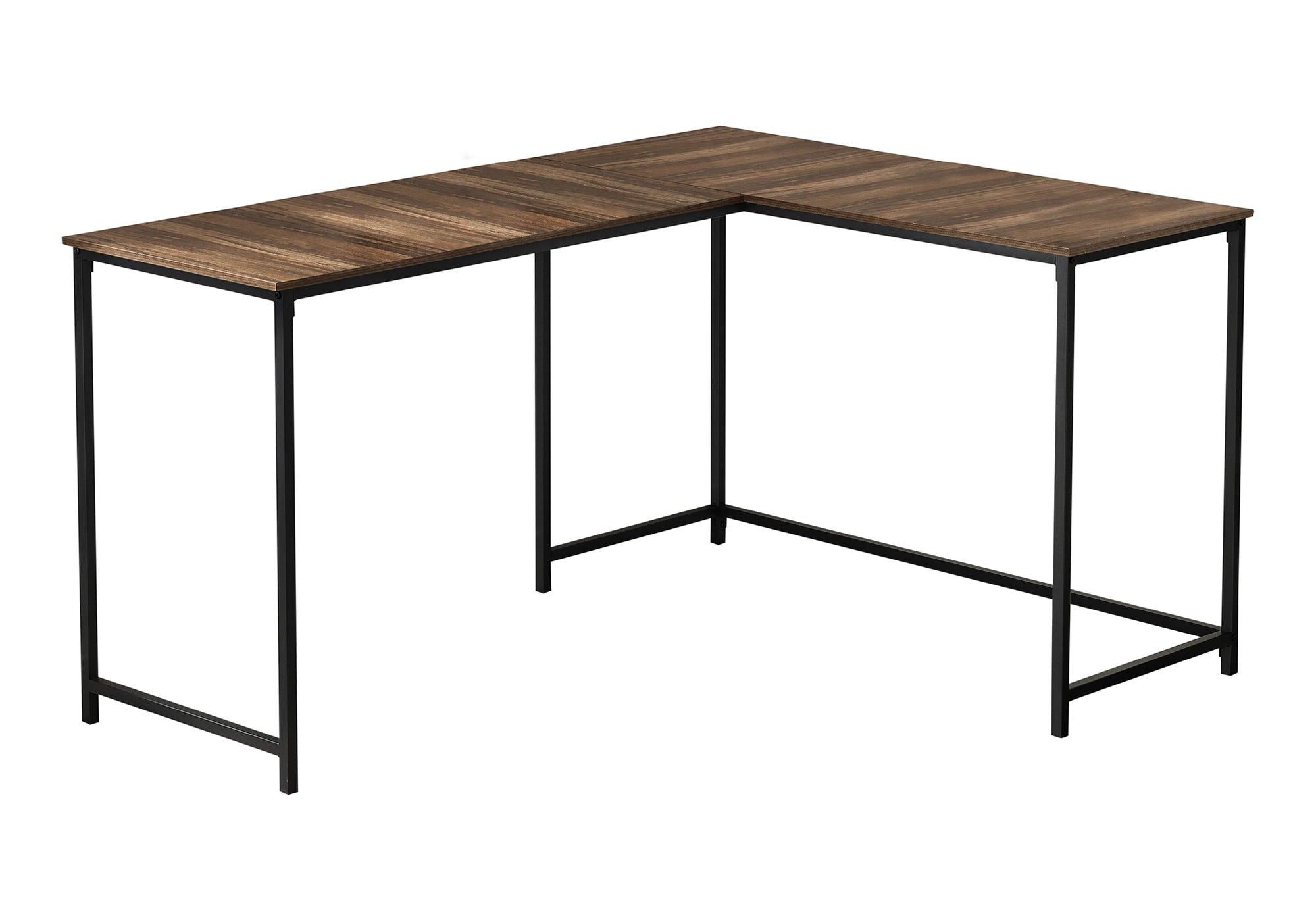 Modern L-Shaped Corner Computer Desk, 58", Brown & Black