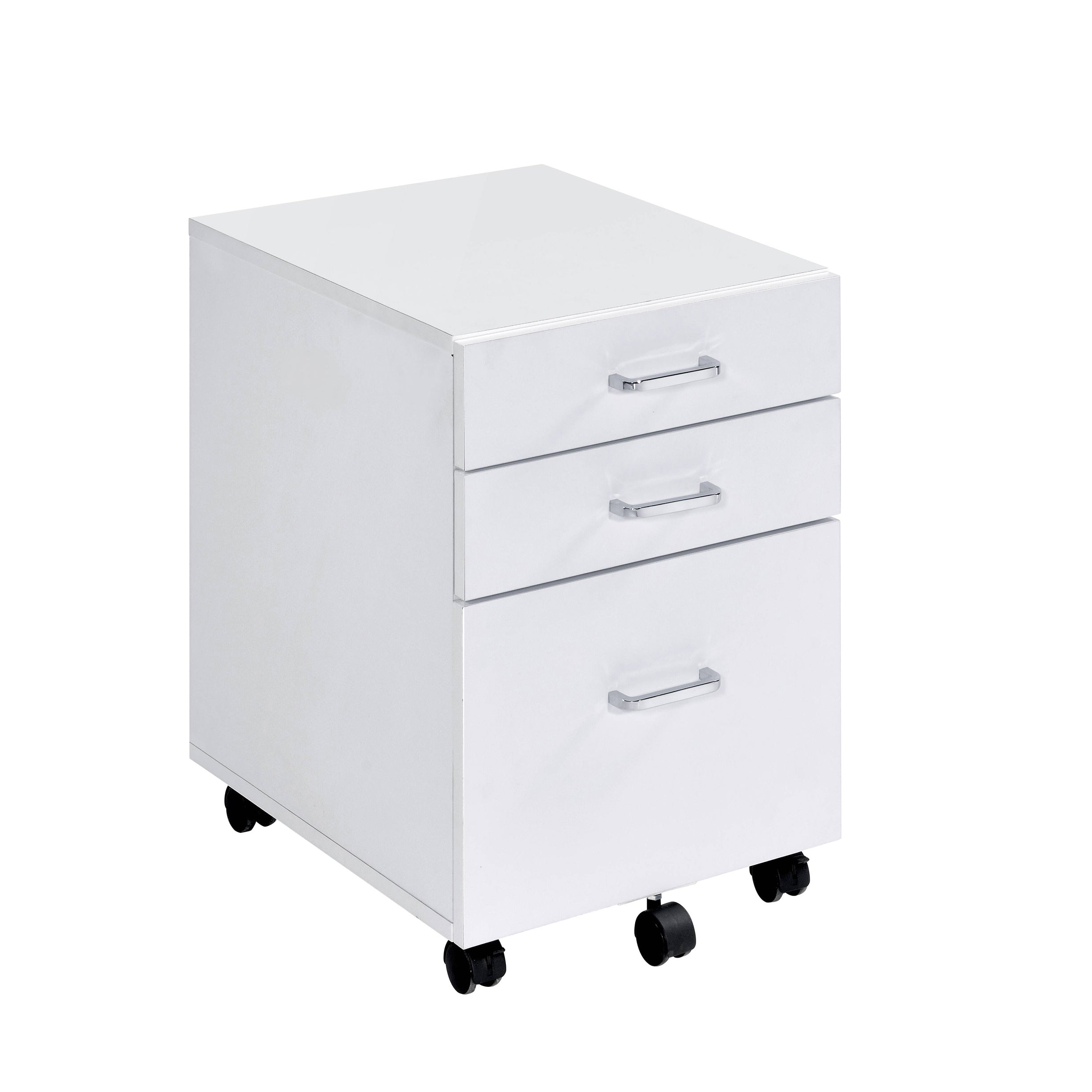 White Chrome 3-Drawer File Cabinet