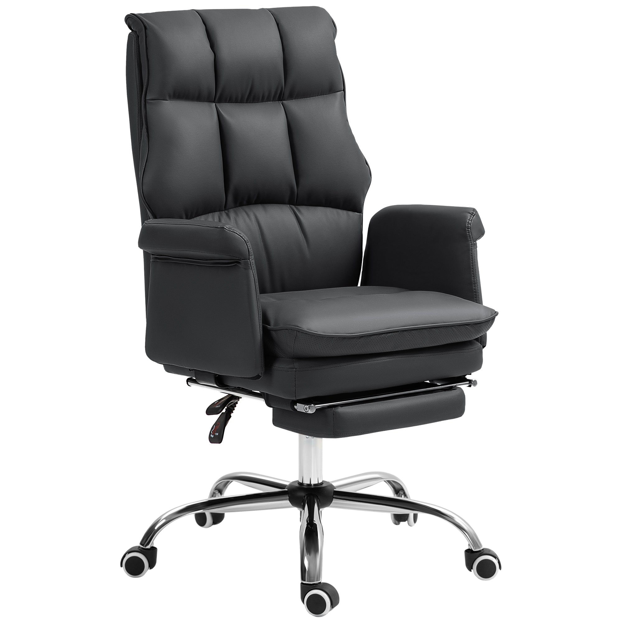 Executive Office Chair, PU Leather, Reclining, Footrest, Black