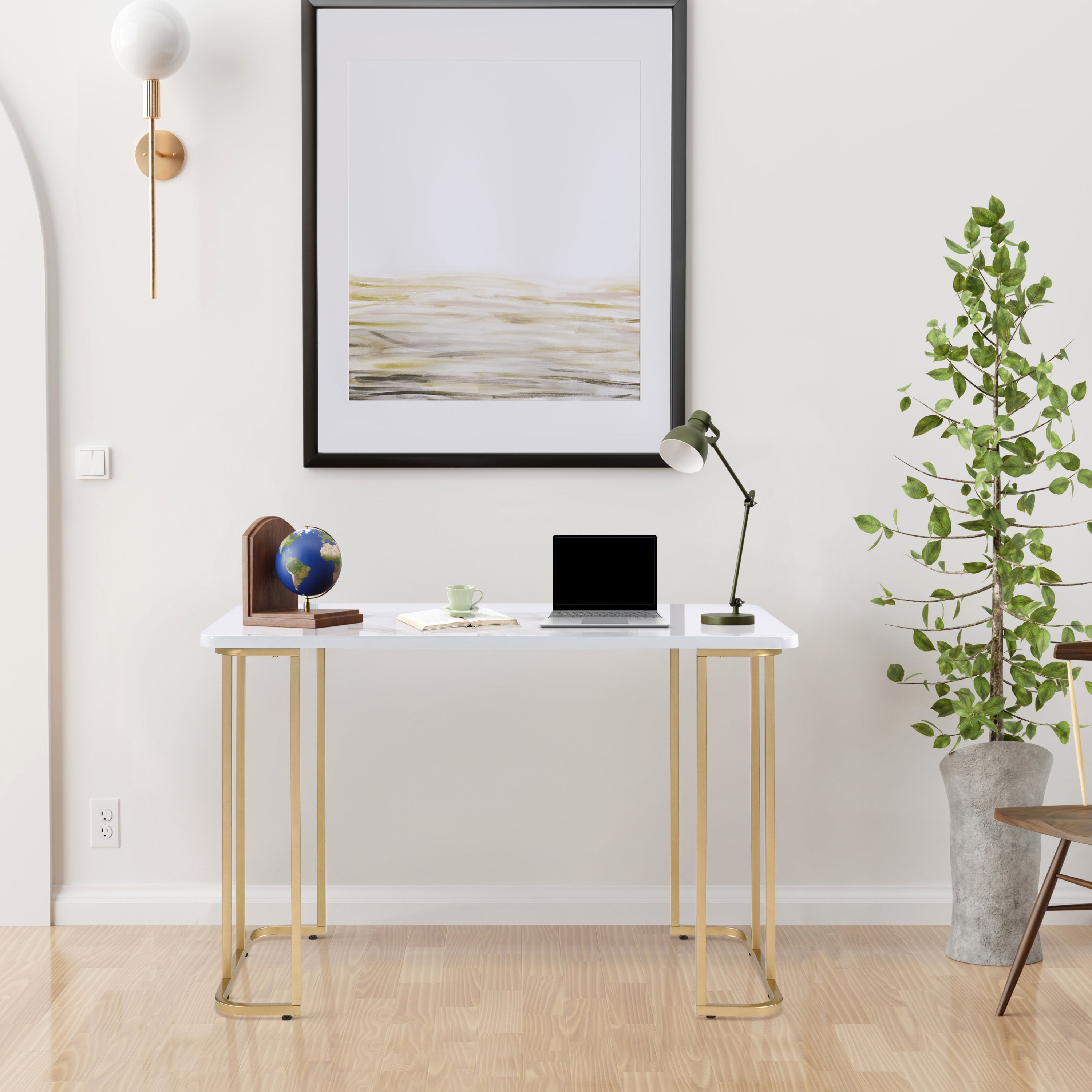 White & Gold Writing Desk | Elegant Modern Desk