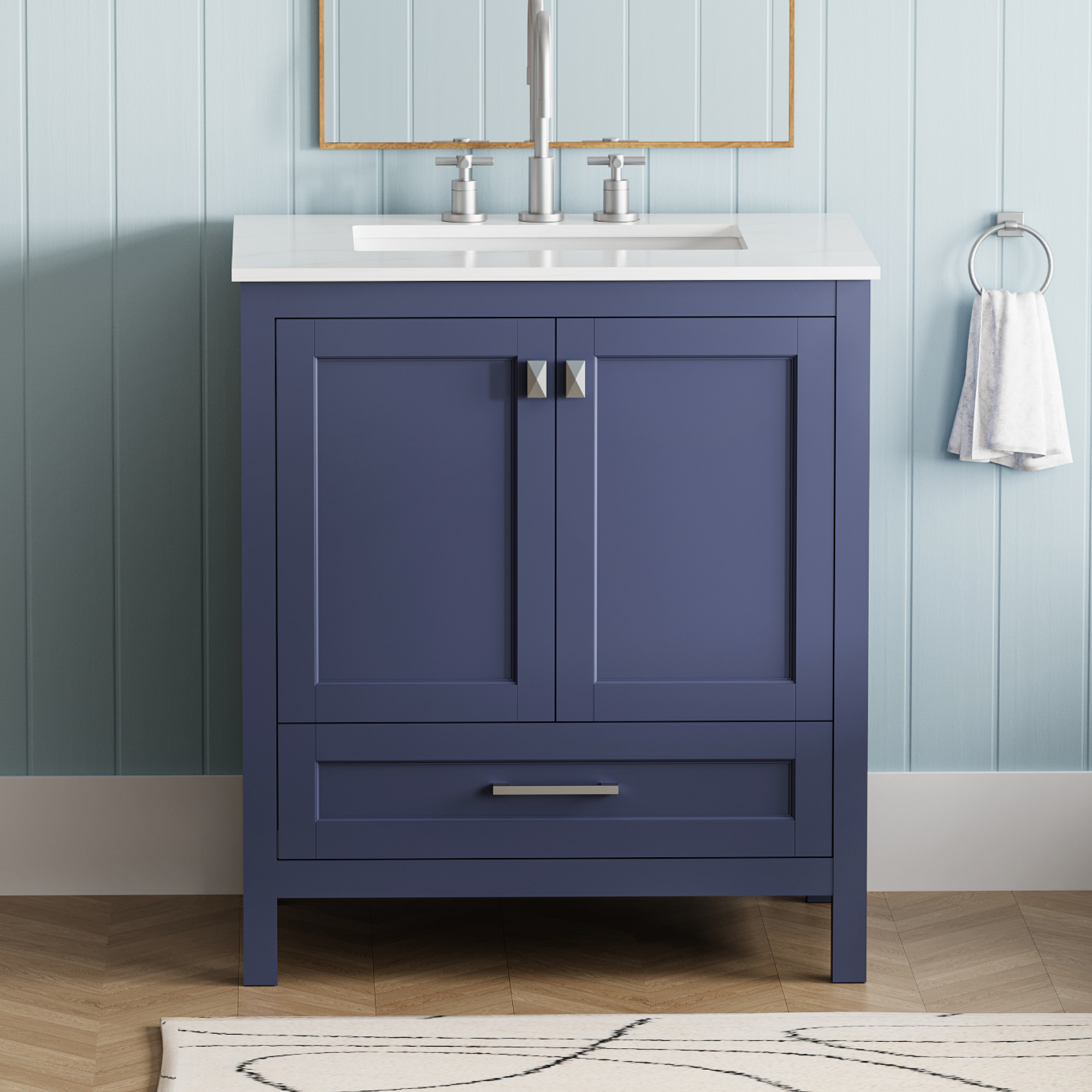 Navy Blue 30" Bathroom Vanity with Sink & Storage