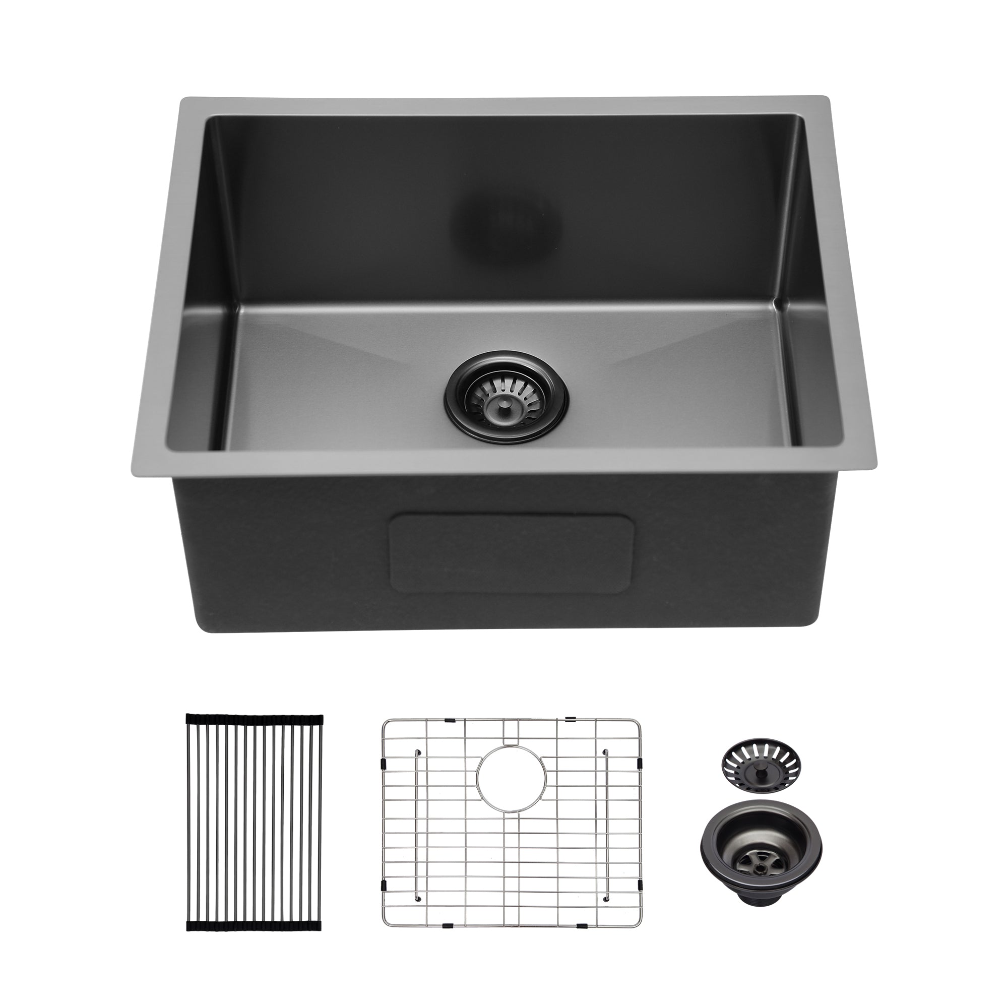 Gunmetal Black Kitchen Sink: 23x18x9" Undermount
