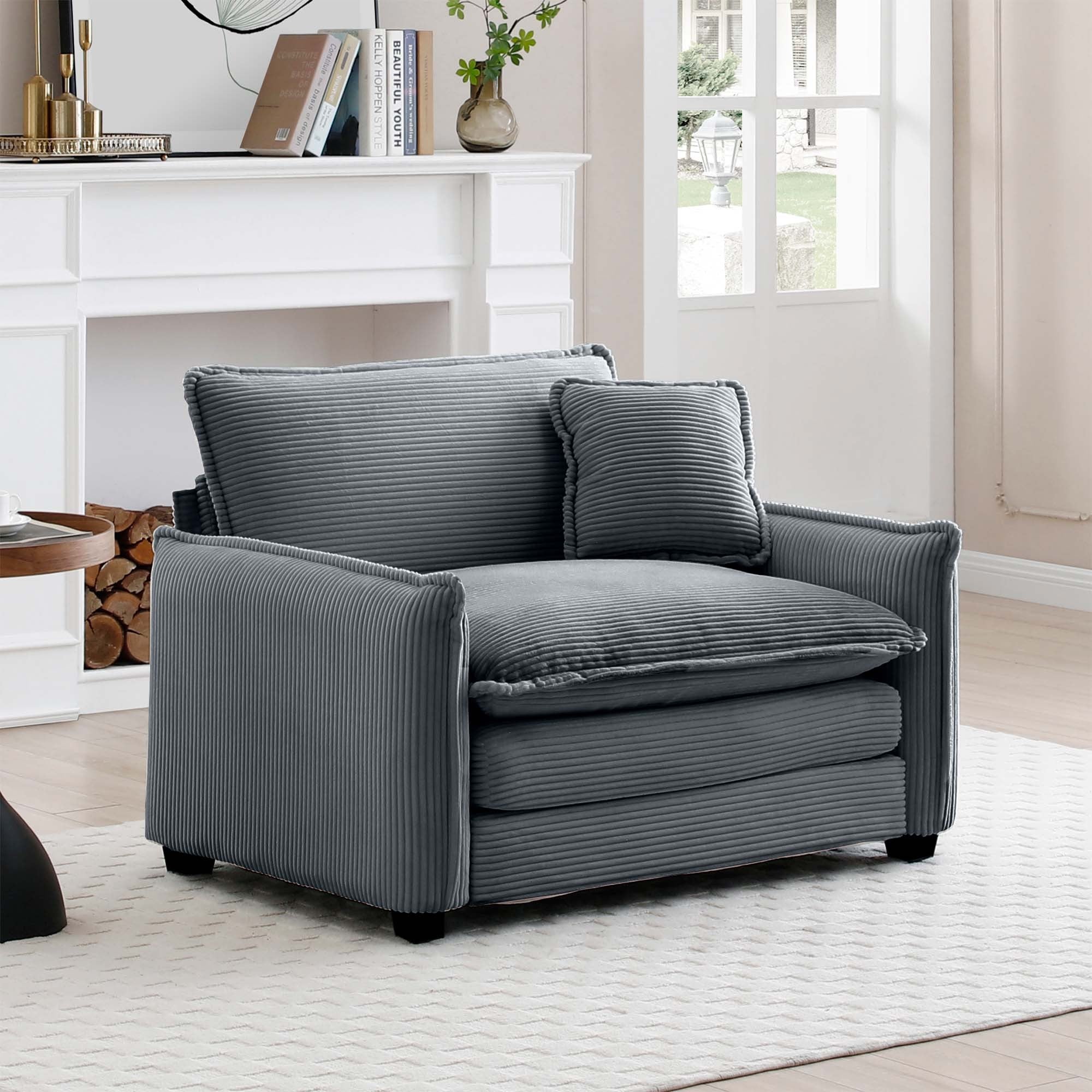 Grey Corduroy Sofa: Deep Seat Comfort