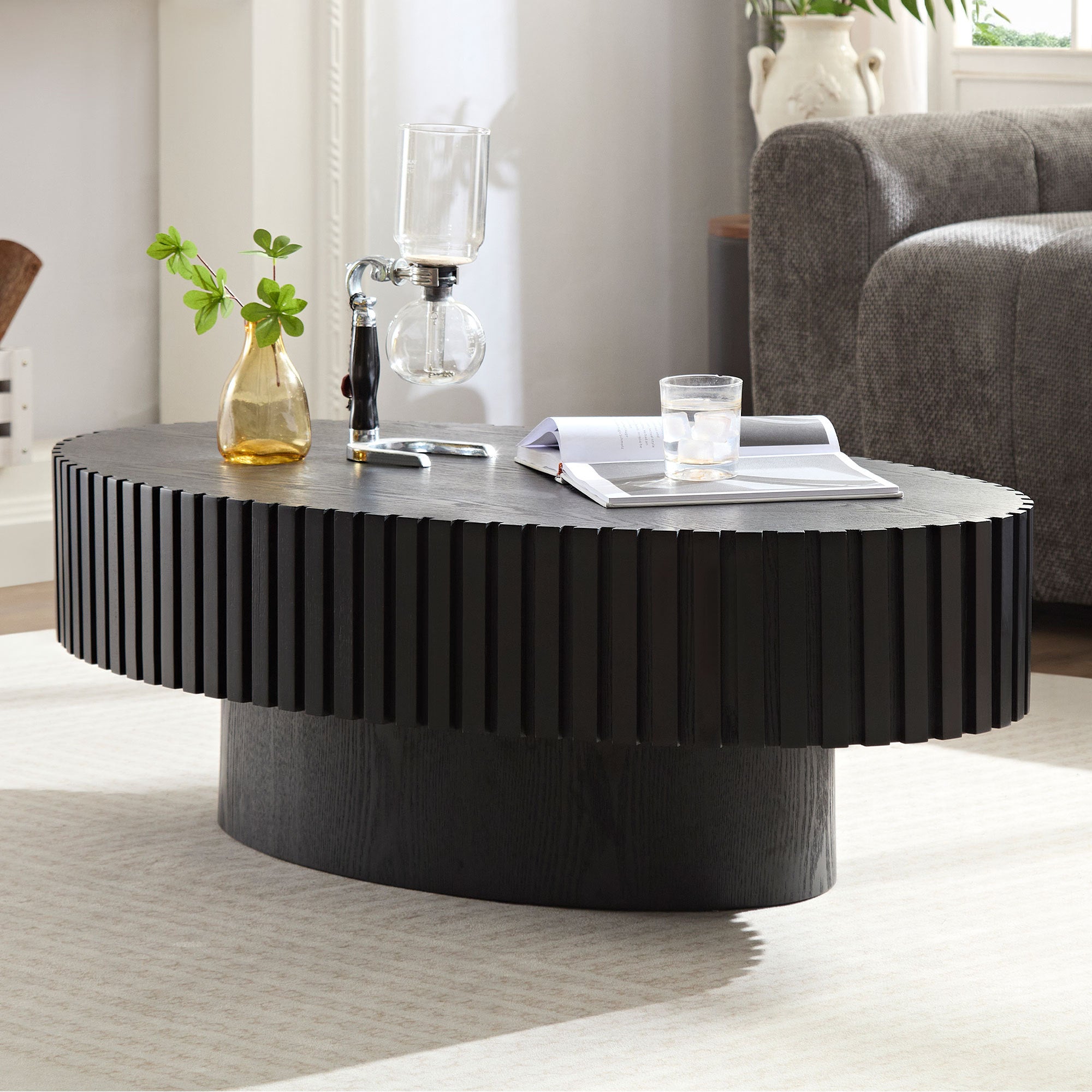 Modern Ellipse Coffee Table | 43.7" Handcrafted Drum