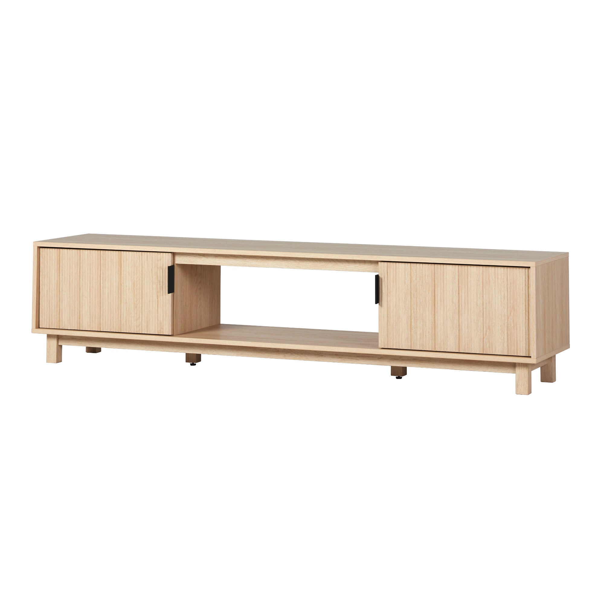 Modern Fluted TV Stand | Coastal Oak | Fits 80" TVs