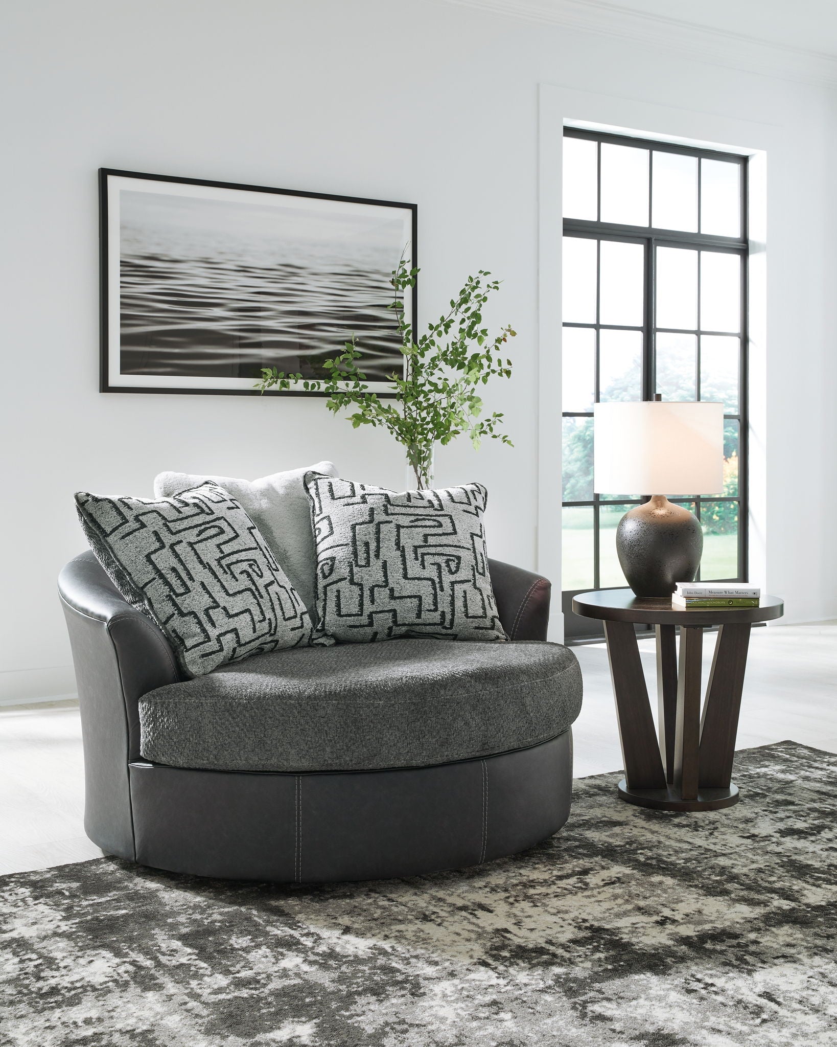 Brixley Pier - Oversized Swivel Accent Chair - Graphite