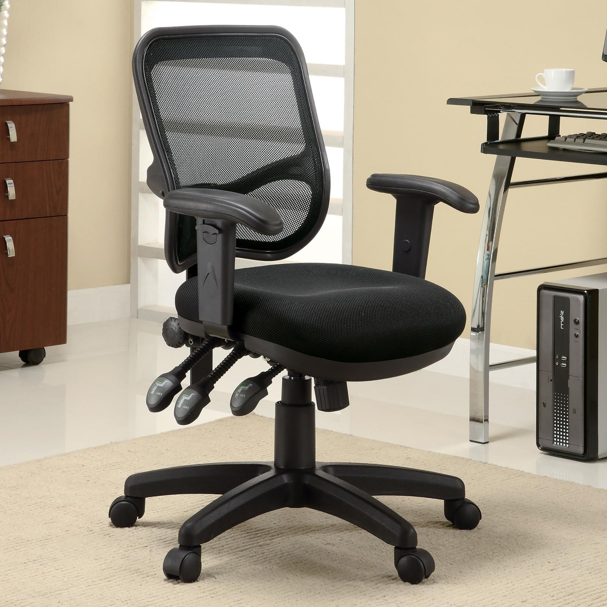 Ergonomic Black Swivel Office Chair with Armrests