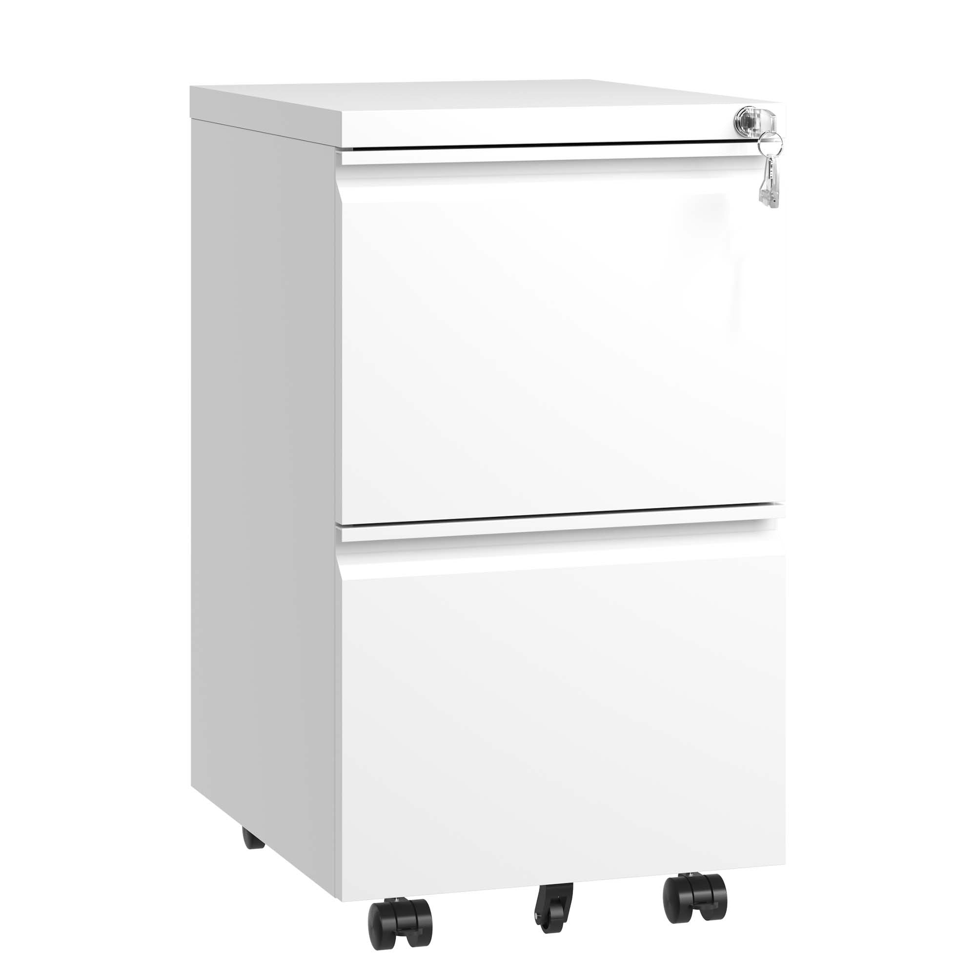 Mobile File Cabinet: 2-Drawer Metal Rolling File Cabinet with Lock