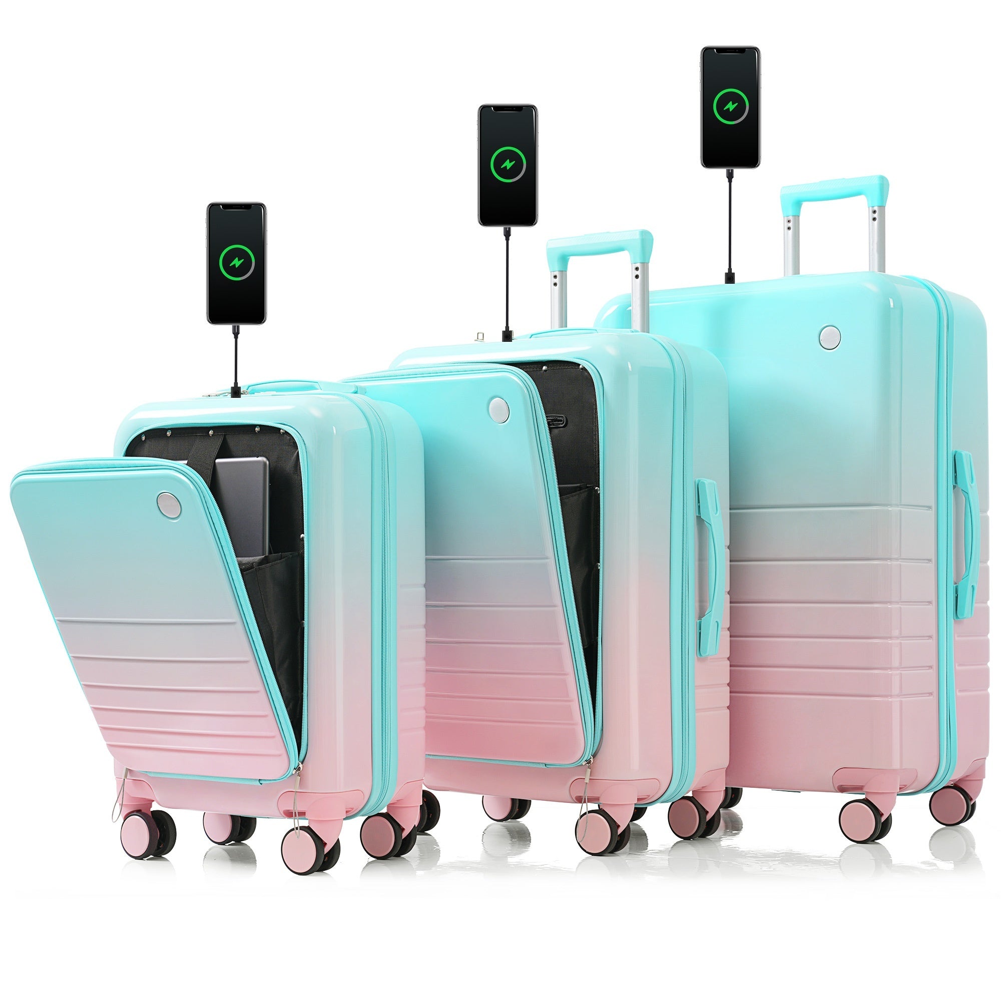 Carry-on Luggage Set: 20/24/28 Inch, USB Port