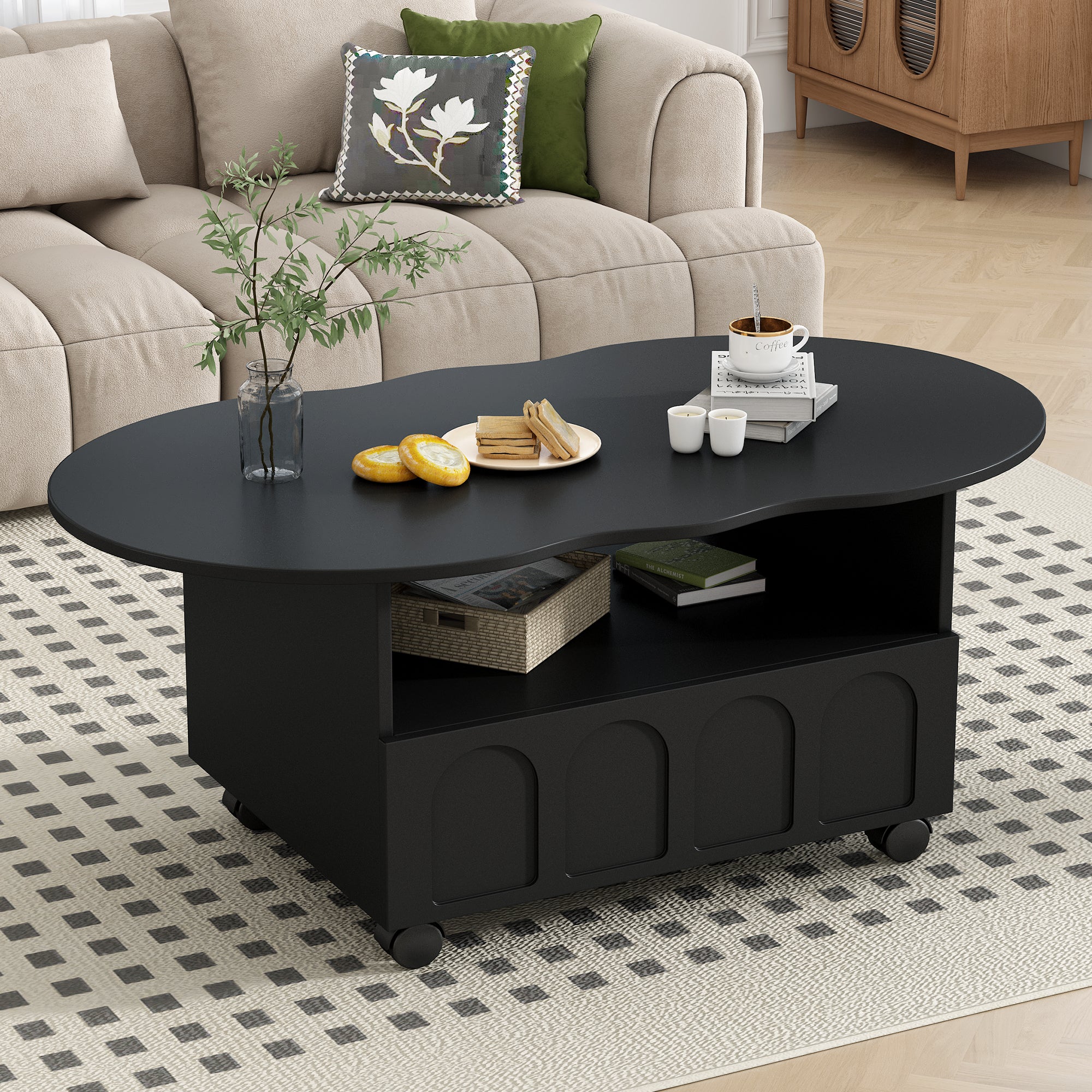 On-Trend Coffee Table w/ Storage & Wheels