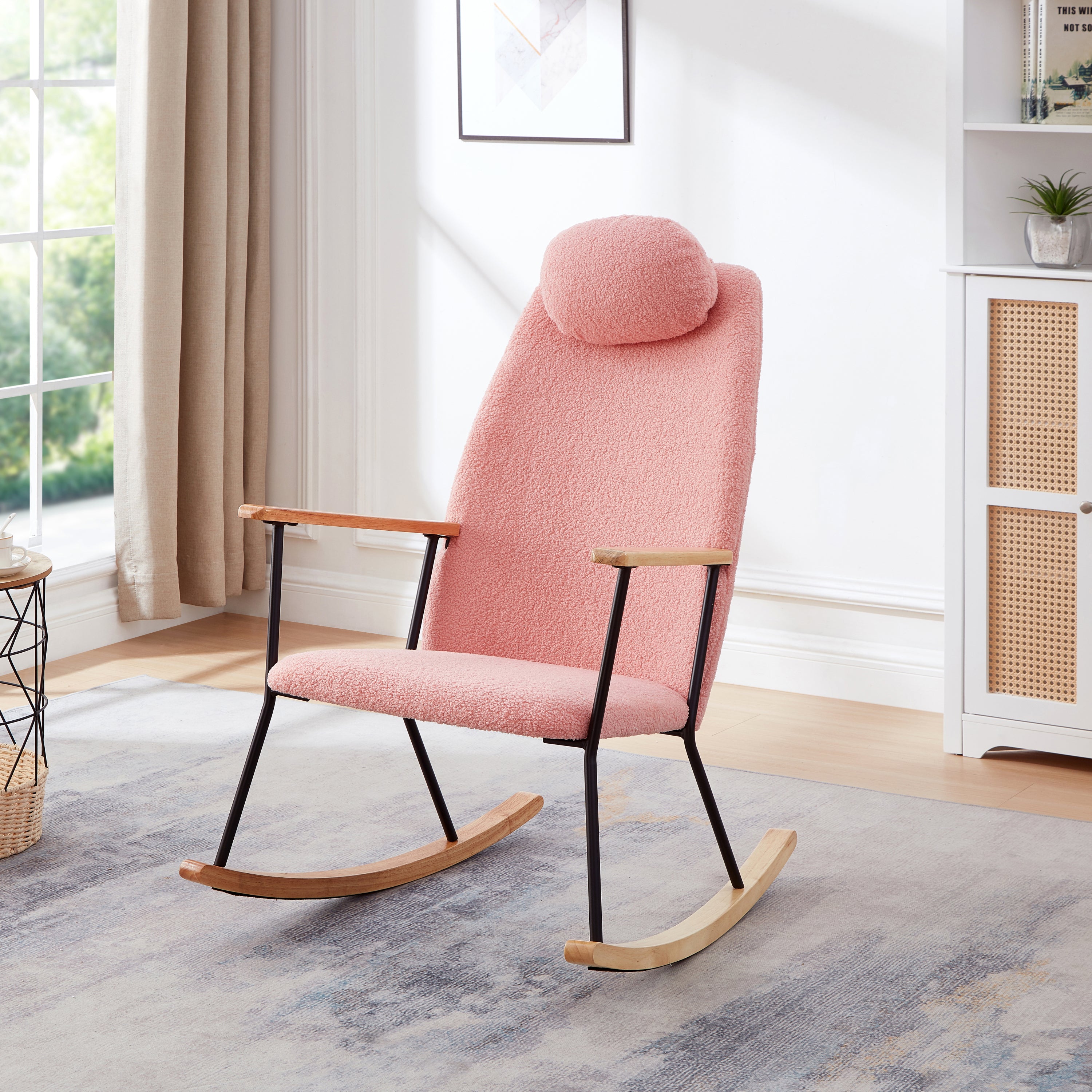 Pink Teddy Rocker: Adjustable Headrest Glider Chair