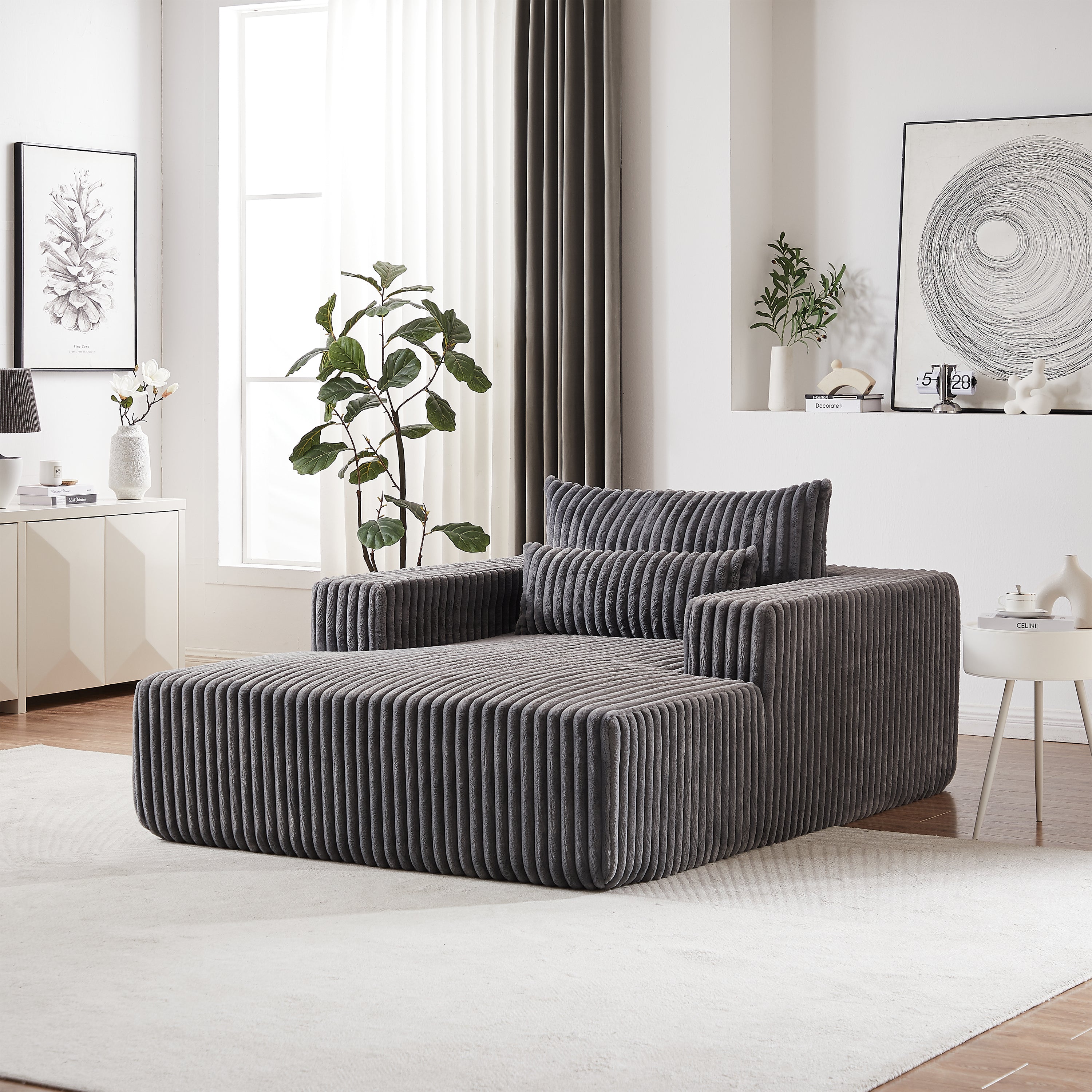 Fluffy 75" Corduroy Sleeper Chair, No Assembly
