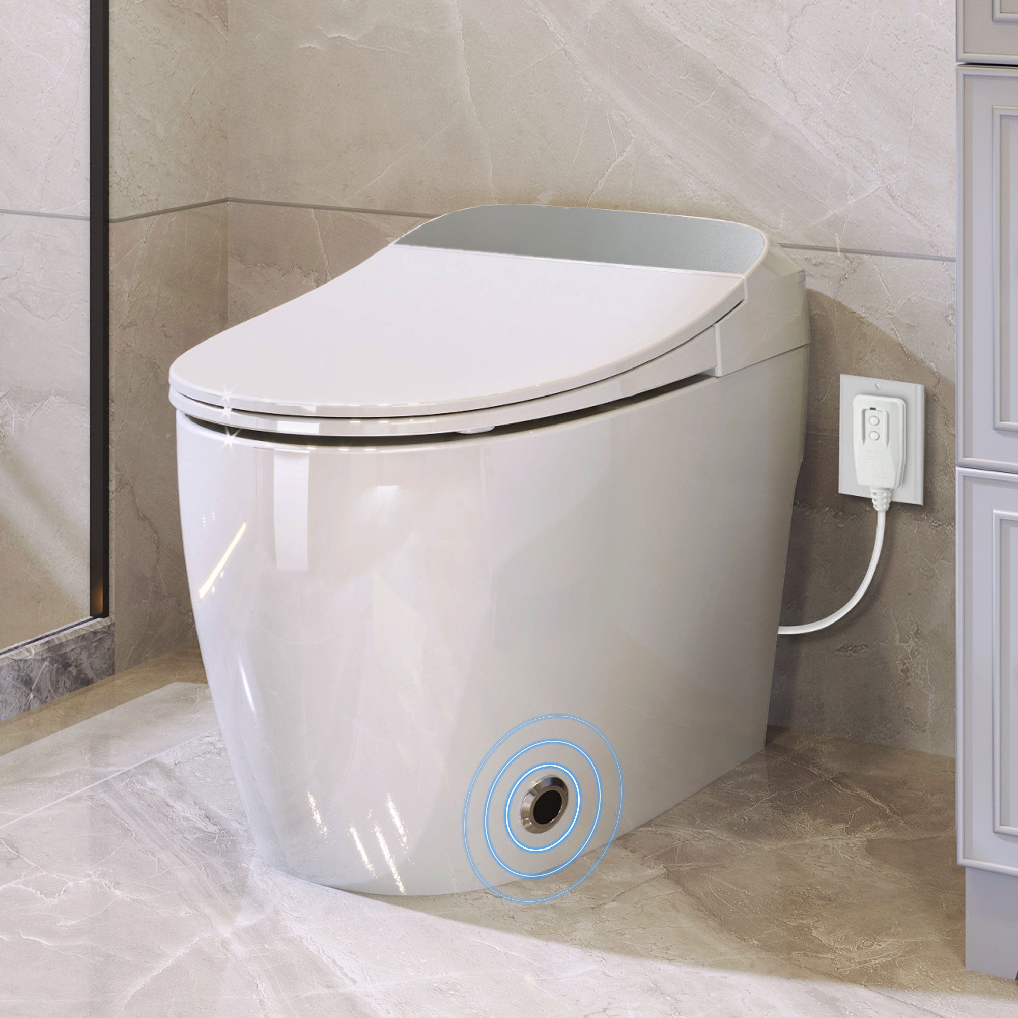 Smart Heated Seat Toilet: One-Piece, Auto-Flush, White