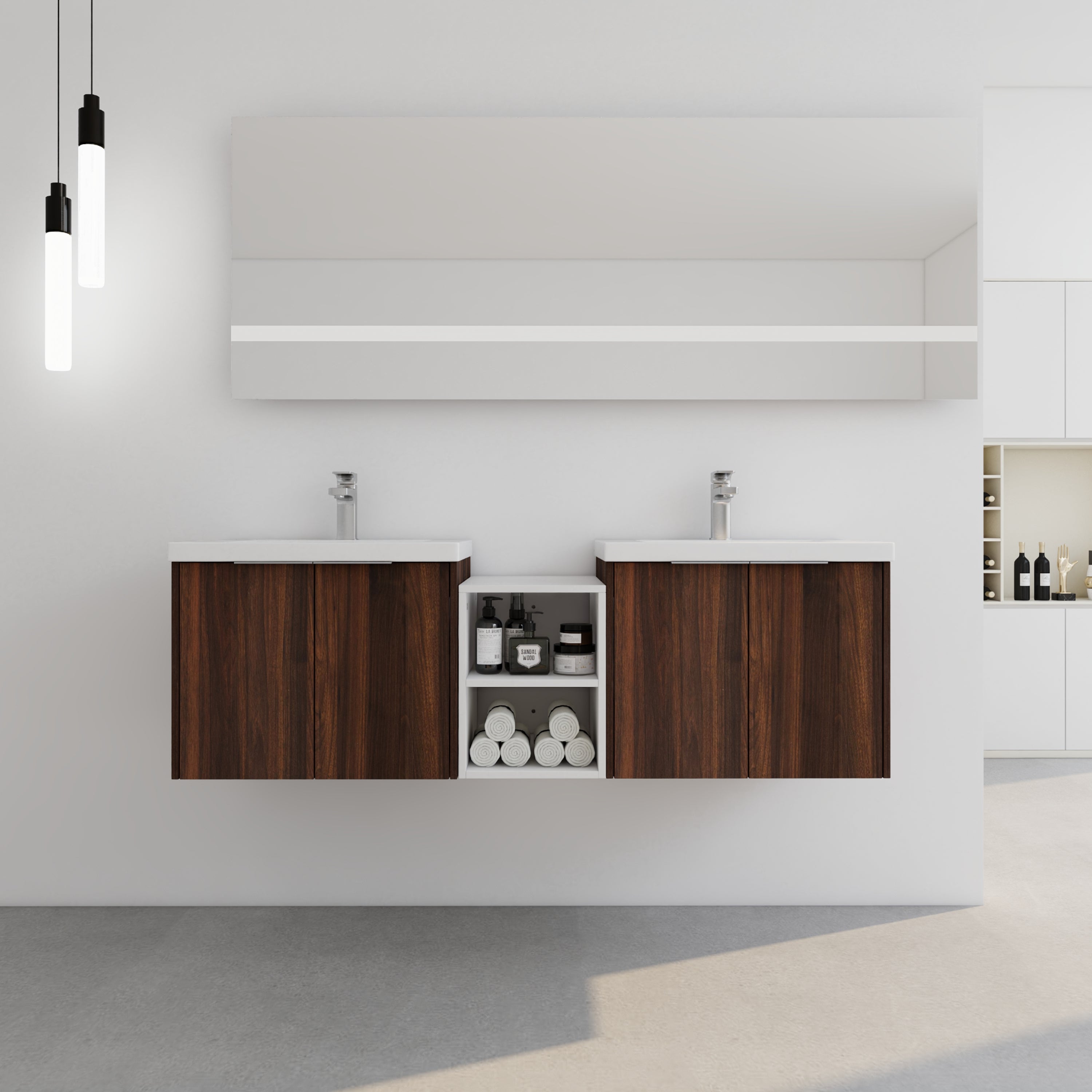 60" Bathroom Vanity: Soft Close, Double Sink, Shelves