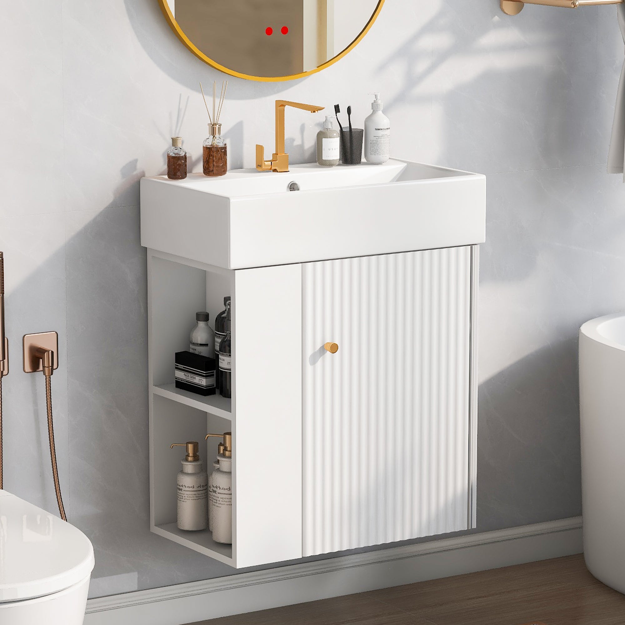 21.6" Floating Vanity: Small Bathroom Modern Design