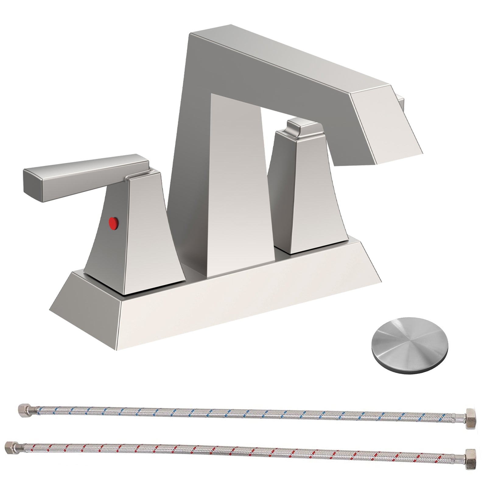 Brushed Nickel Bathroom Faucet, 4" Centerset