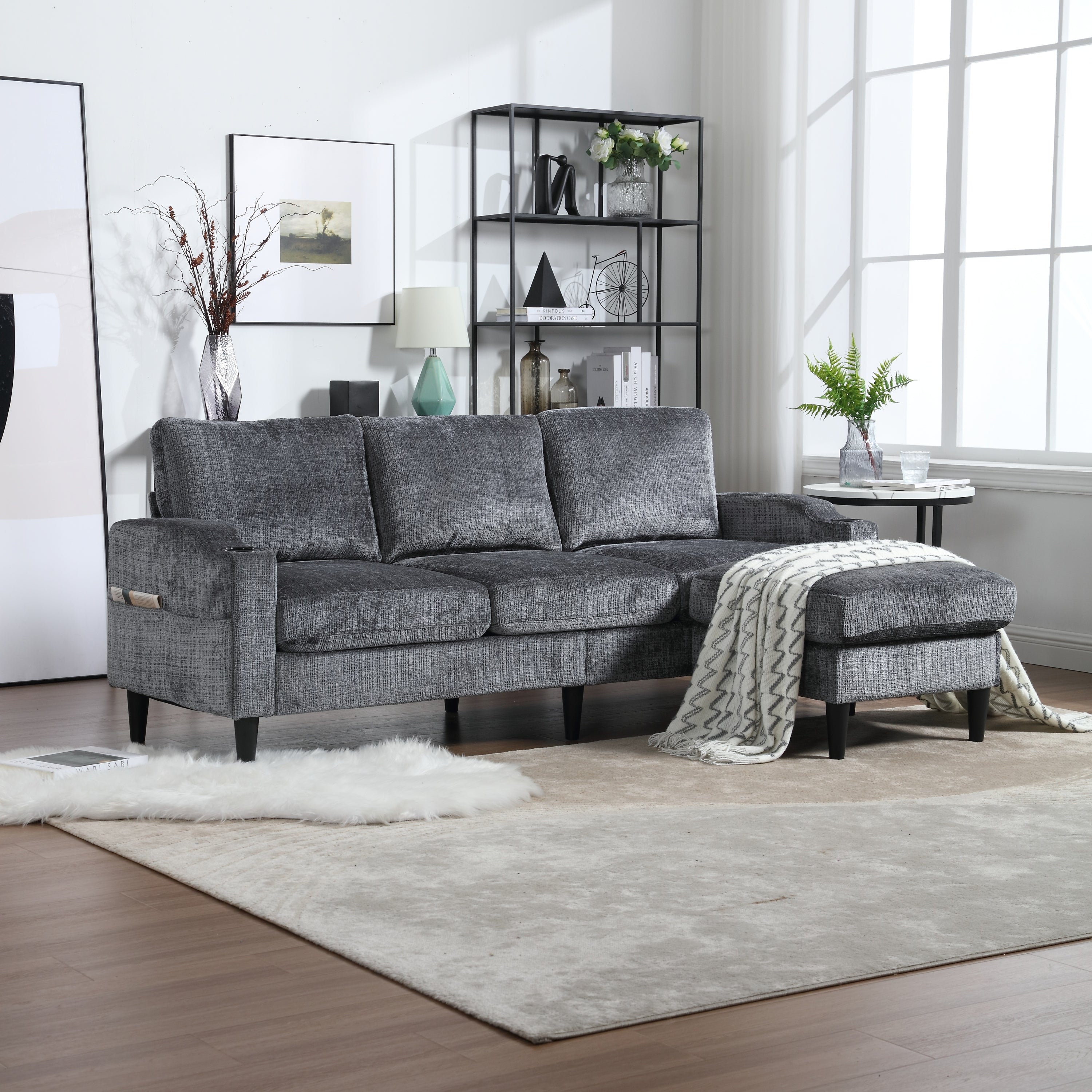 UNITED WE WIN 3-Seater Sofa w/ Footstool & Storage
