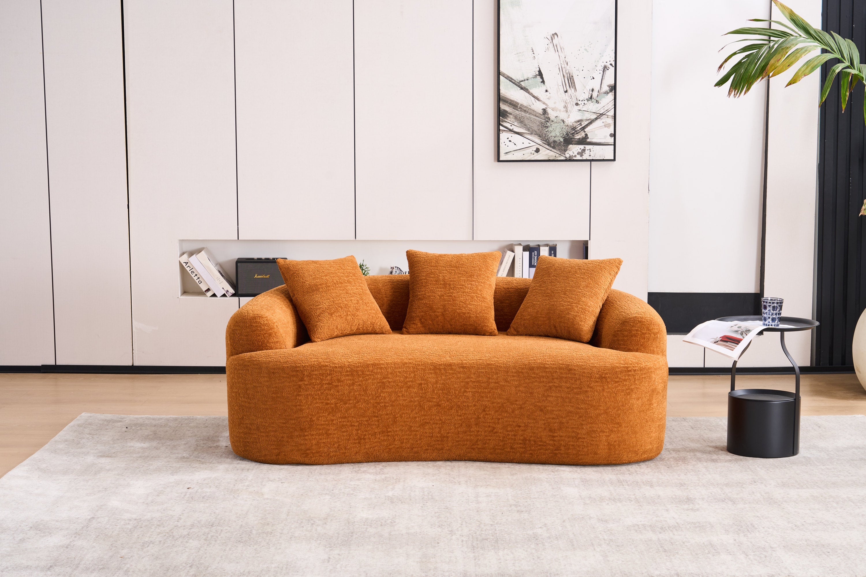 LY-025S-OR Orange Compression Sofa: Double Seat