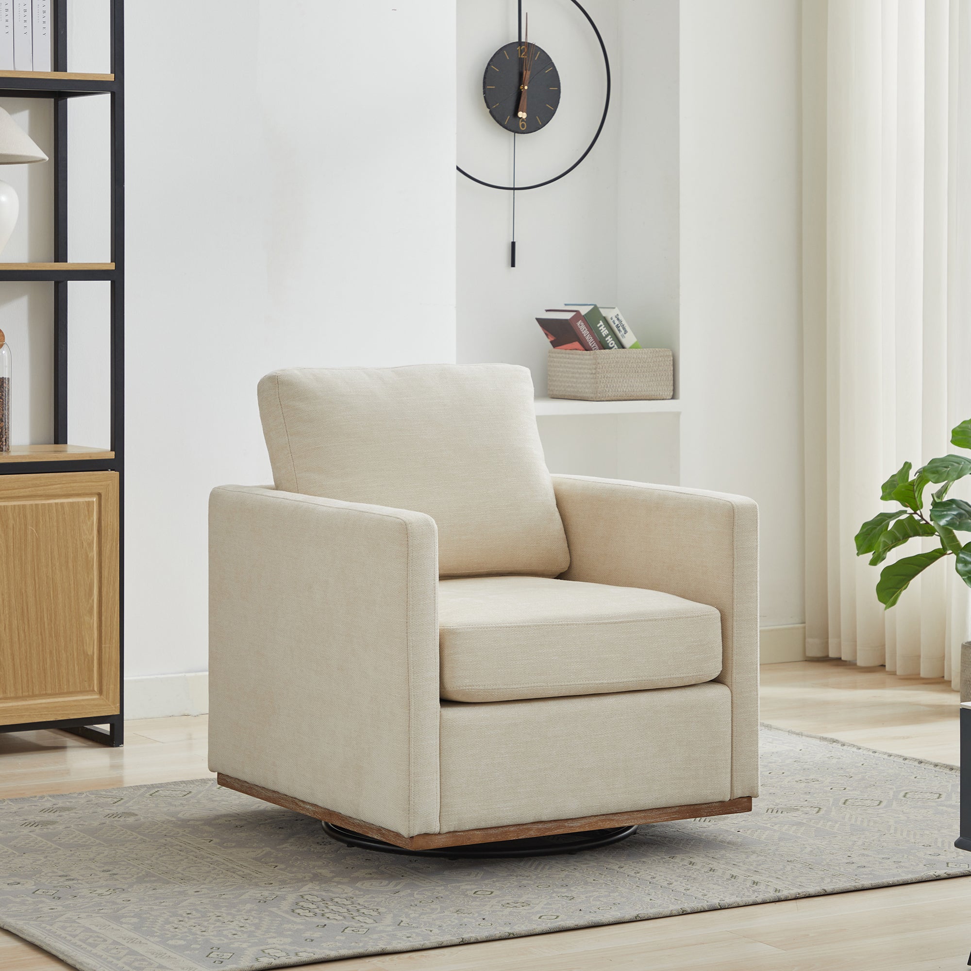 Beige Swivel Accent Chair: 30.7"W Upholstered Sofa