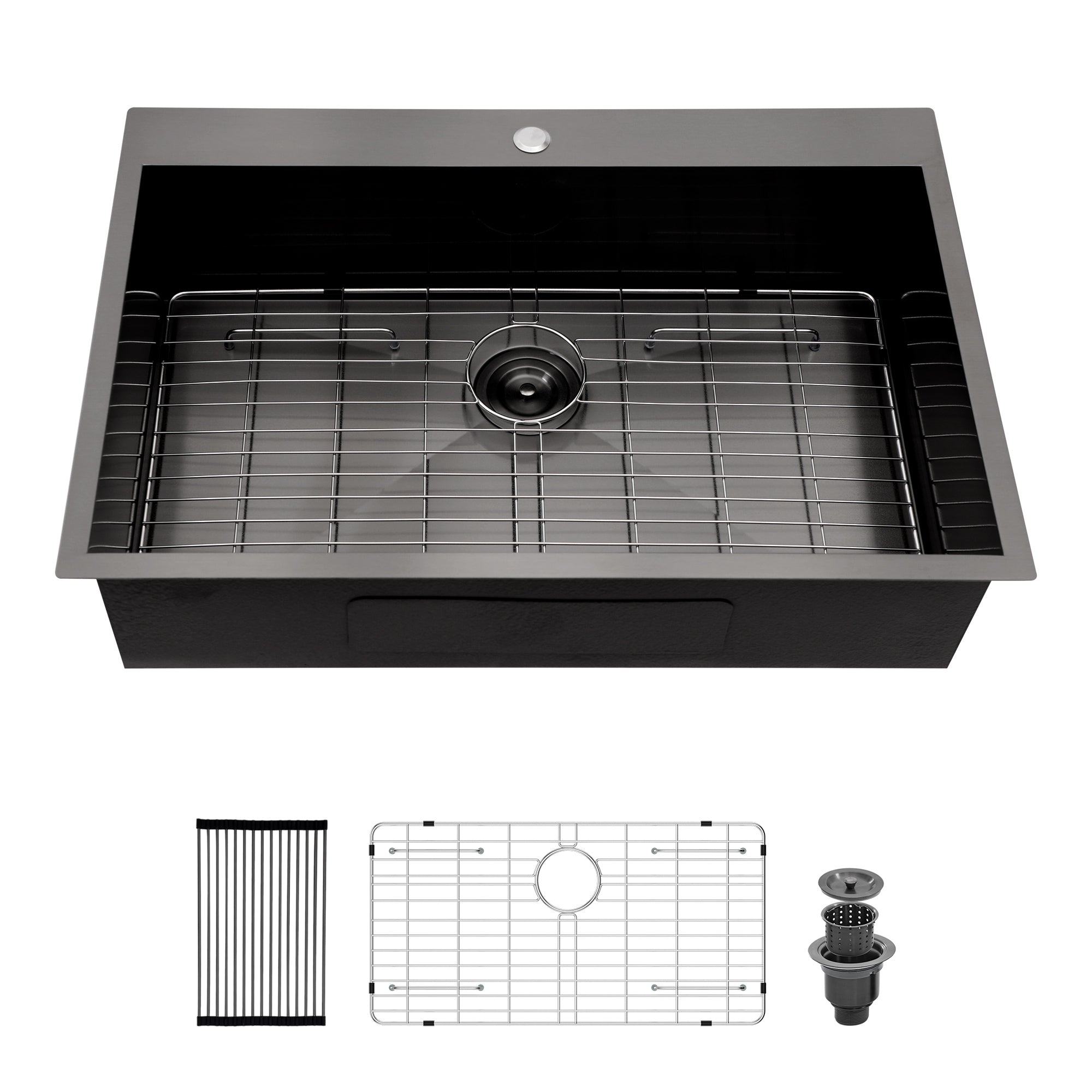 Gunmetal Black Kitchen Sink: 30" Drop-in Topmount
