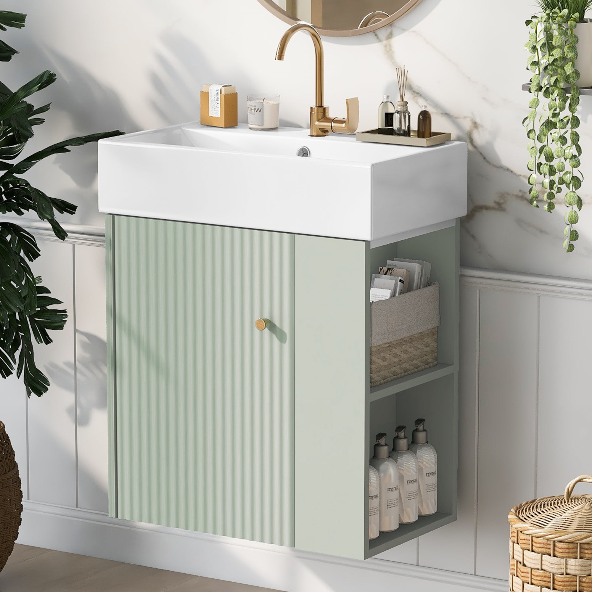21.6" Floating Vanity: Modern Bathroom Storage