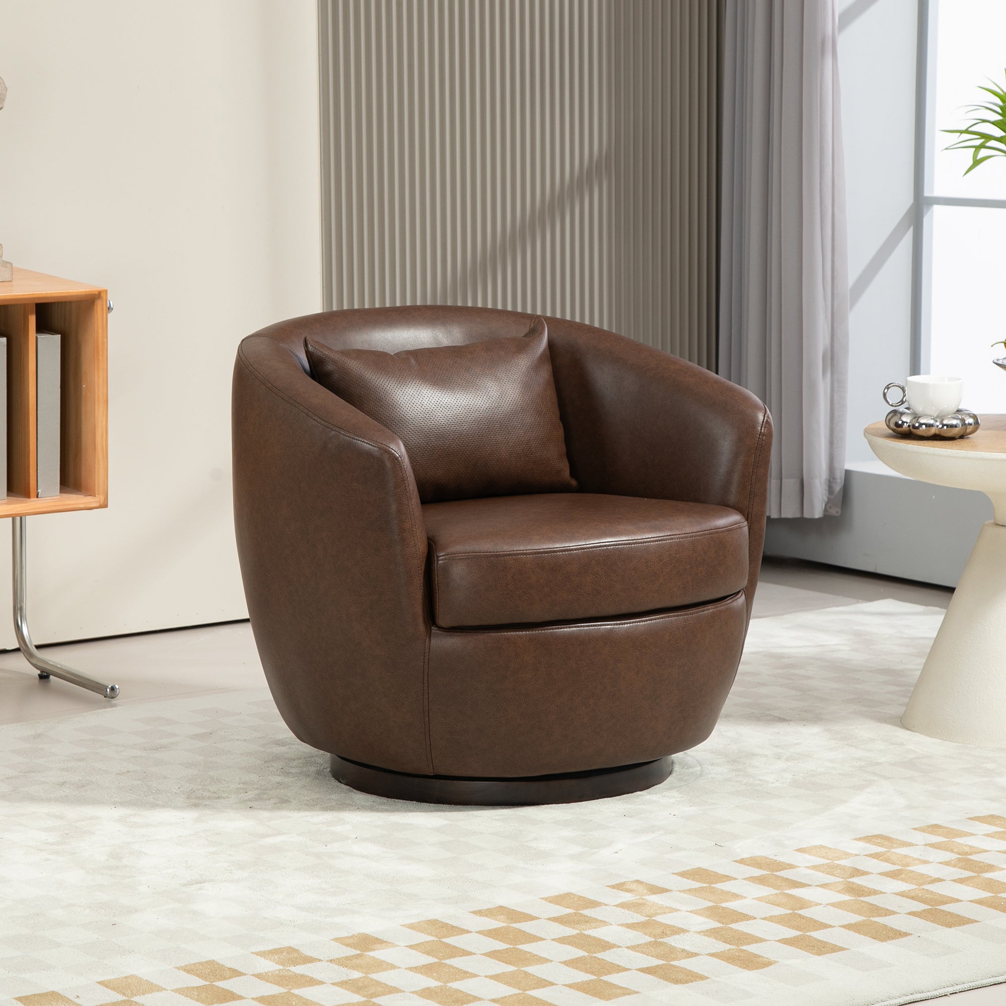 Modern Swivel Chair w/ Storage: Dark Brown