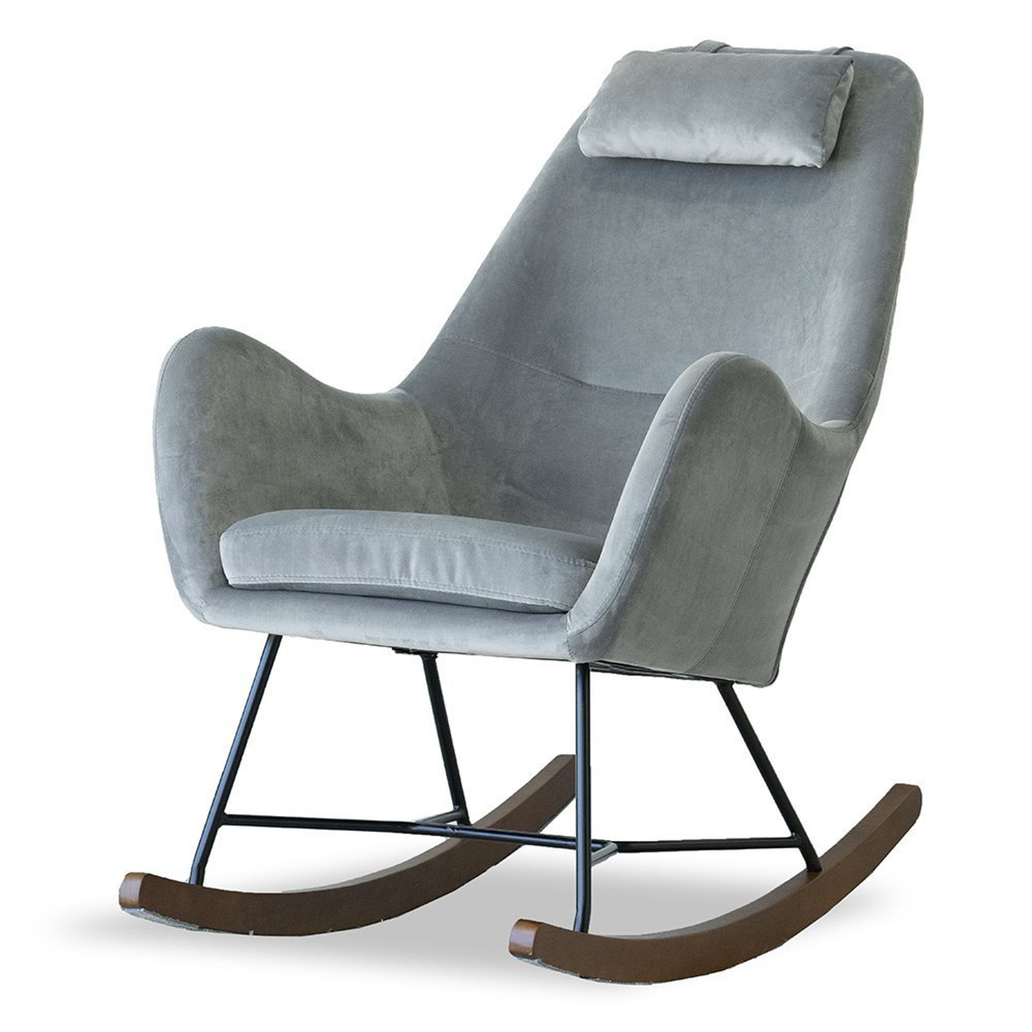 Chelsea Grey Velvet Rocking Chair | Cozy & Stylish