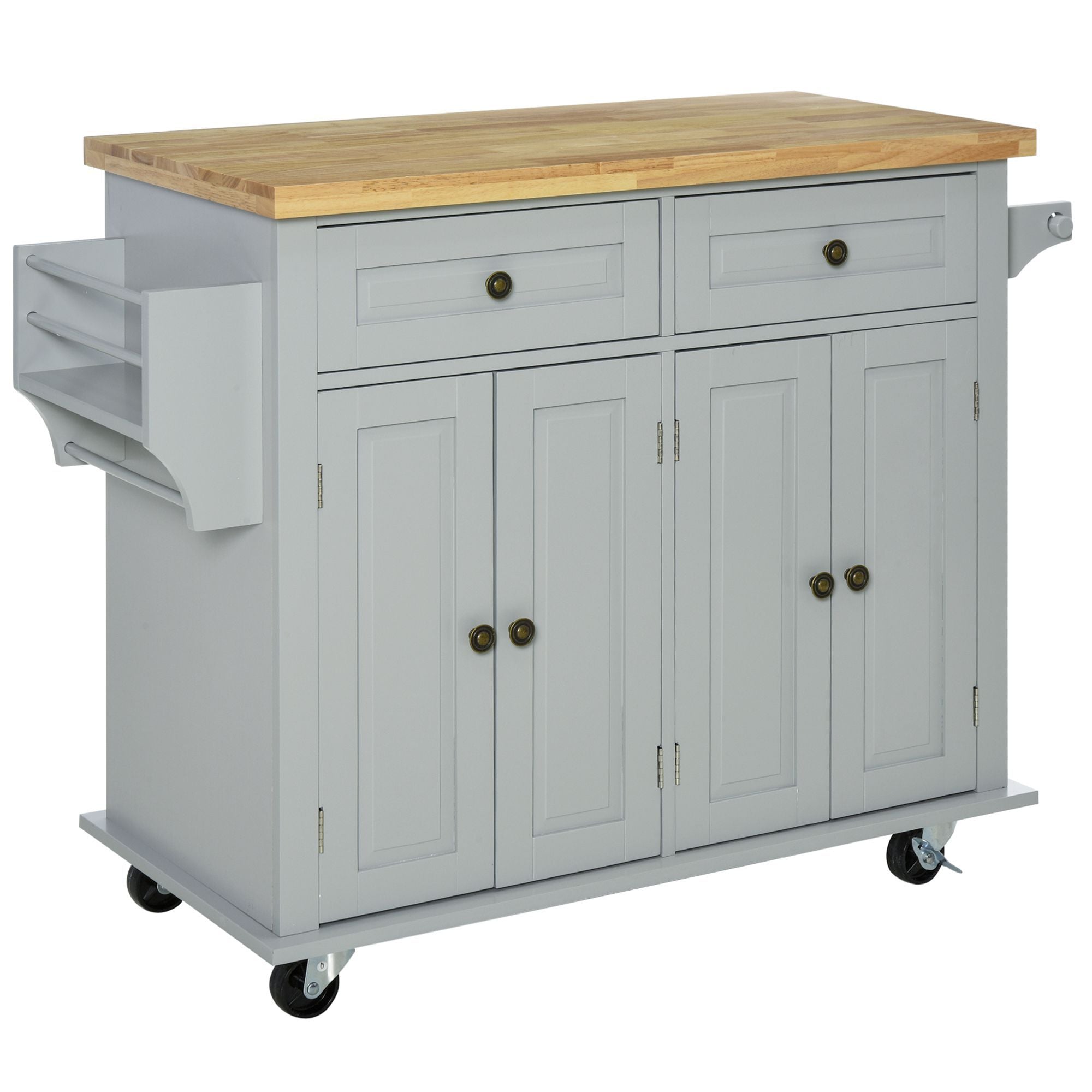 Kitchen Island: Rolling Cart w/ Wood Top