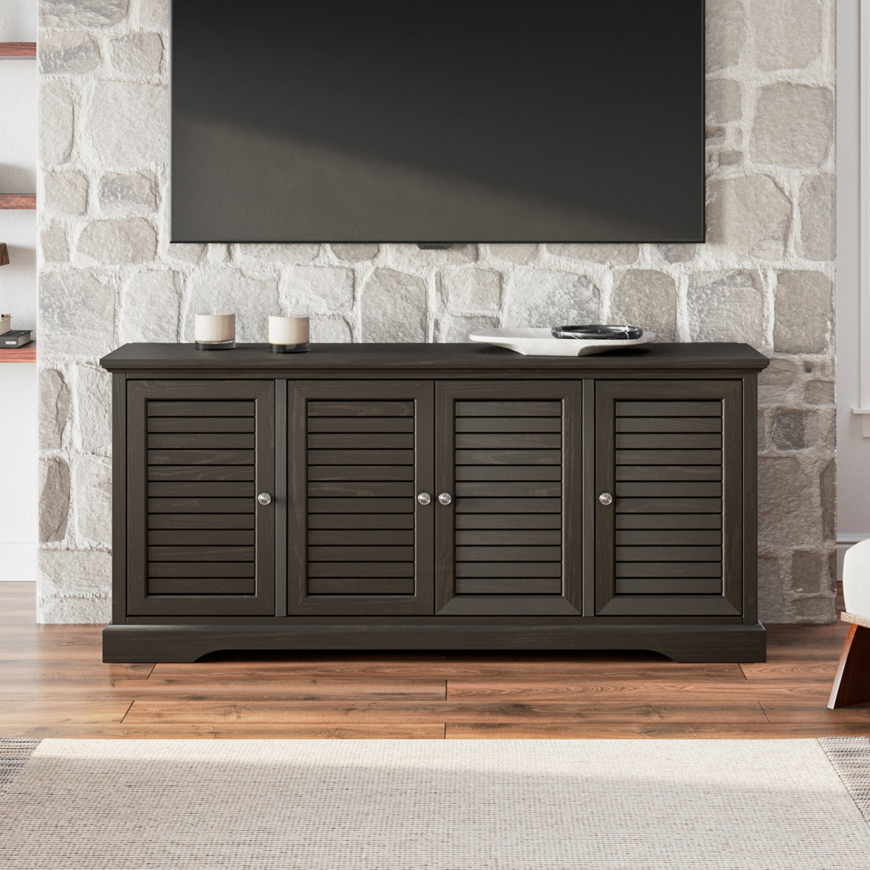 68" 4-Door TV Console, Fits 80" TVs, Clove Finish, No Assembly