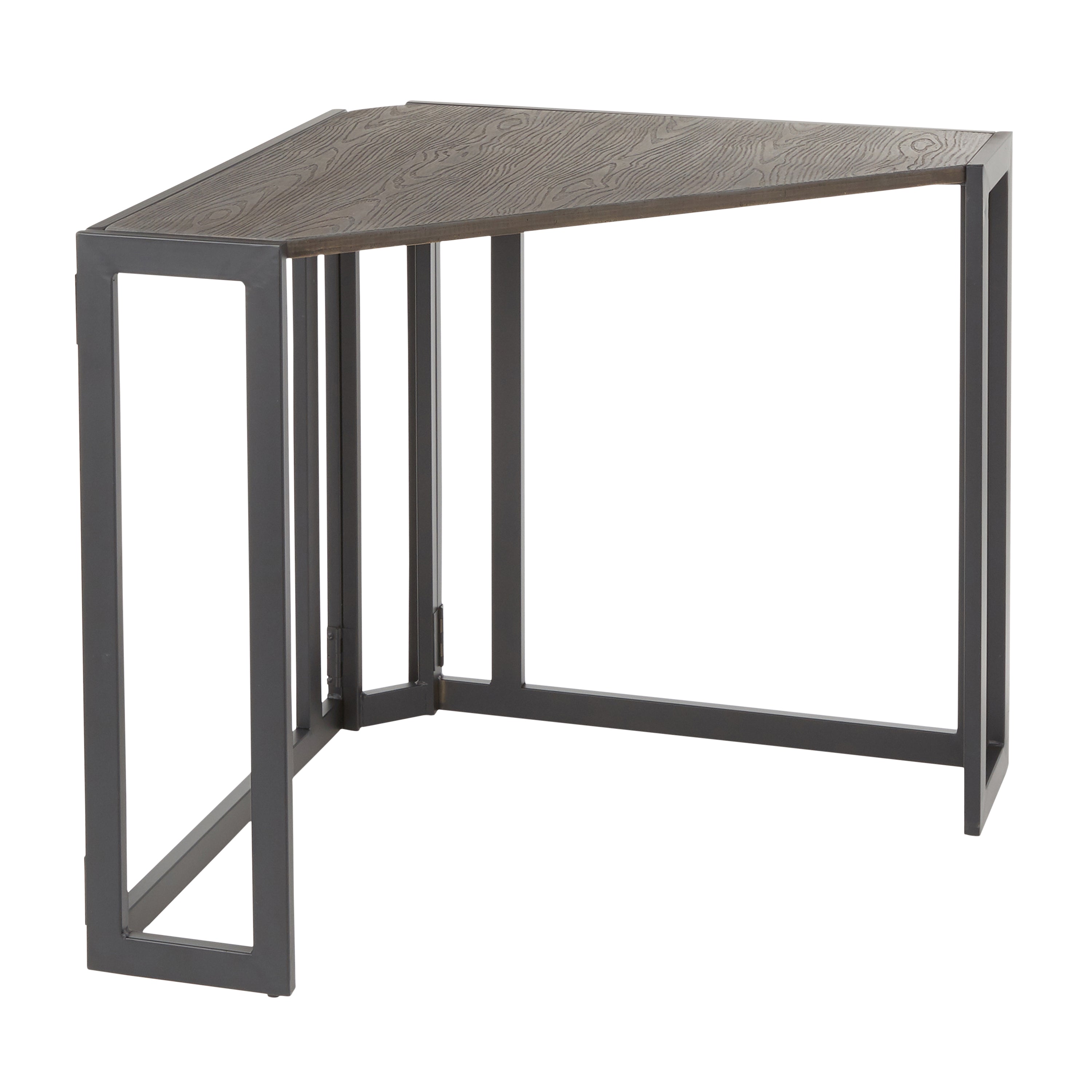 Roman Corner Desk, Black Metal & Espresso Bamboo | LumiSource