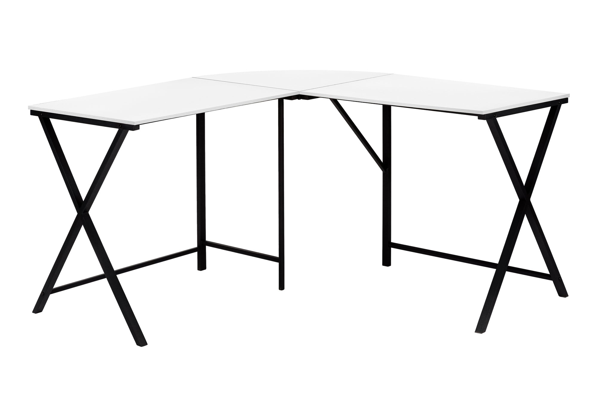55" L-Shaped Corner Desk | White & Black | Modern Home Office