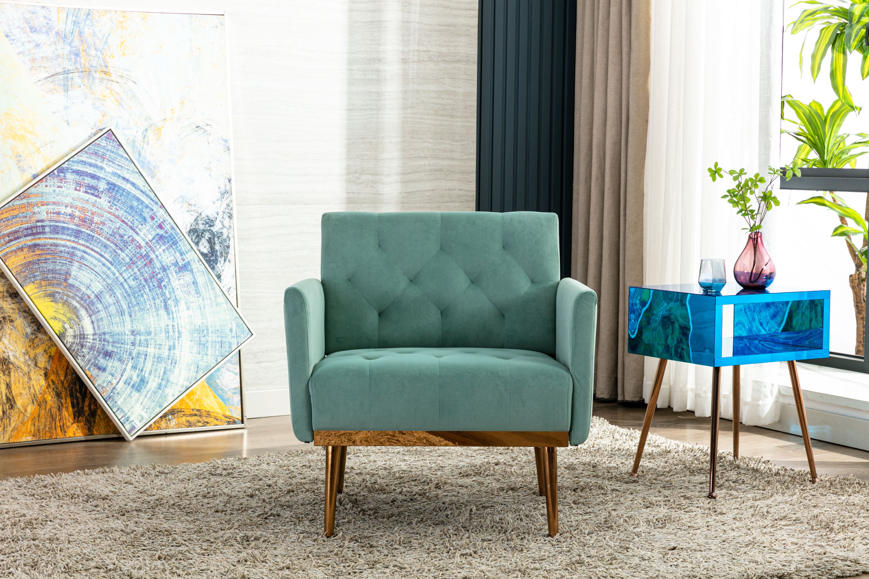 Accent Chair: Rose Gold Legs & Comfort