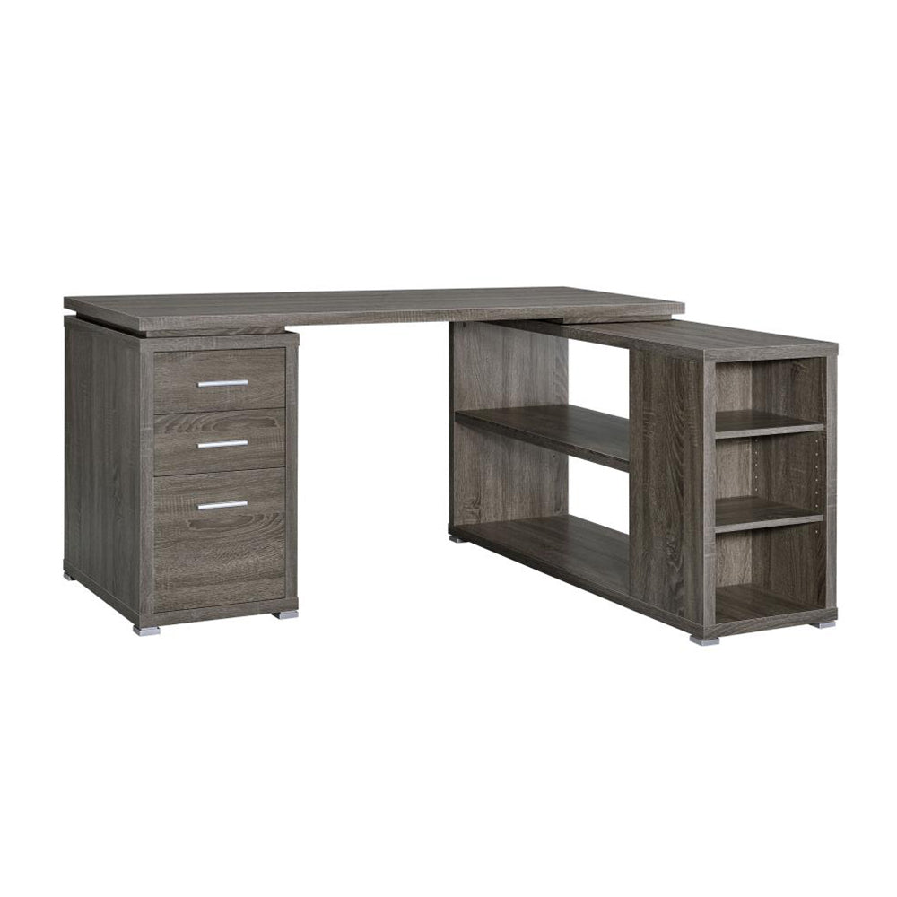 L-Shape Desk w/ Drawers & Shelves - Weathered Grey
