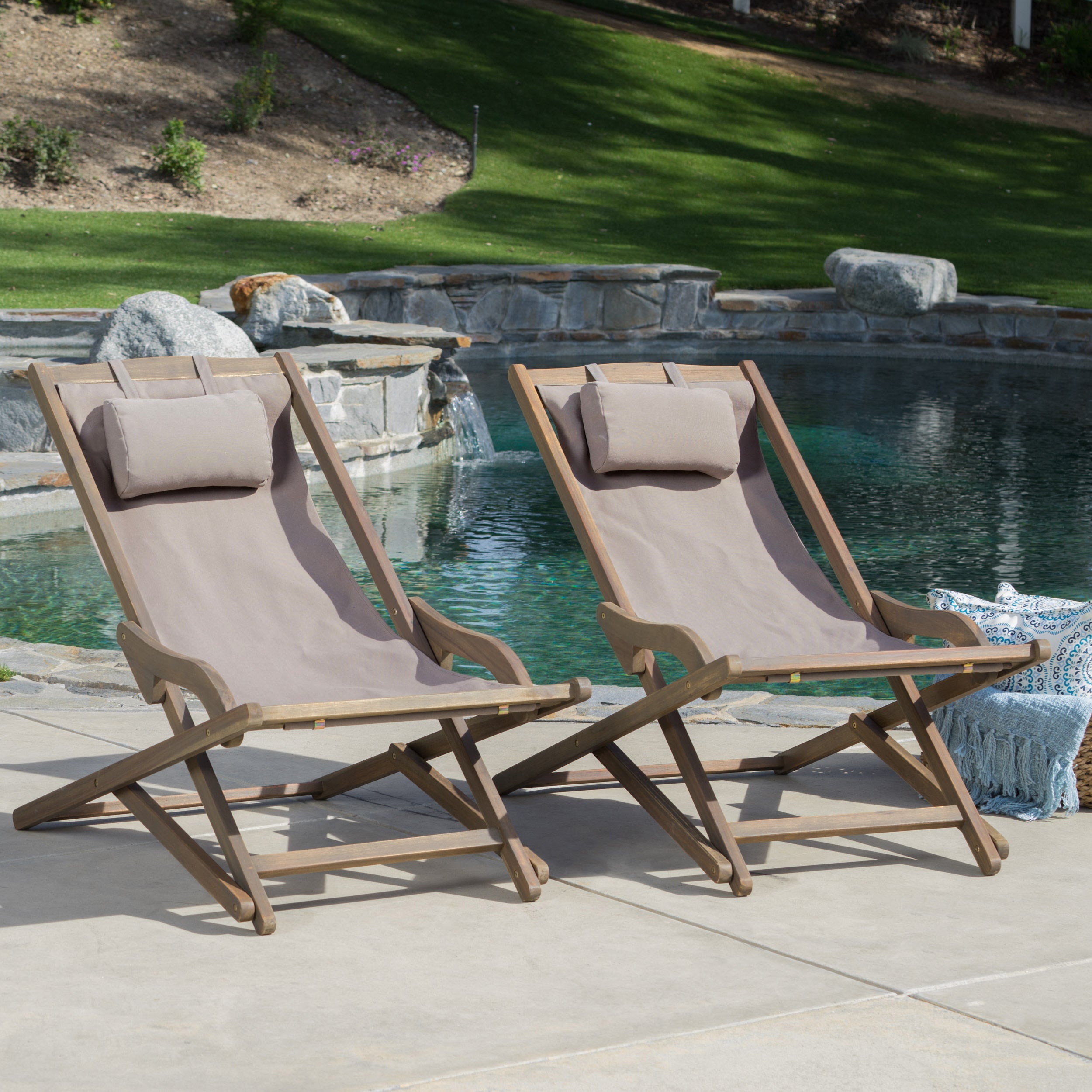 Grey Nikki Beach Sling Chairs (Set of 2)