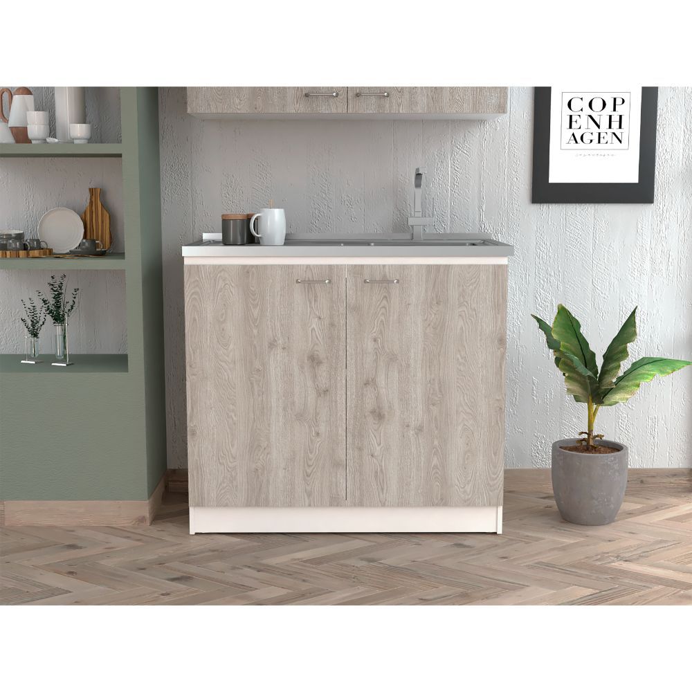 Napoles Utility Sink: Oak/Gray Cabinet