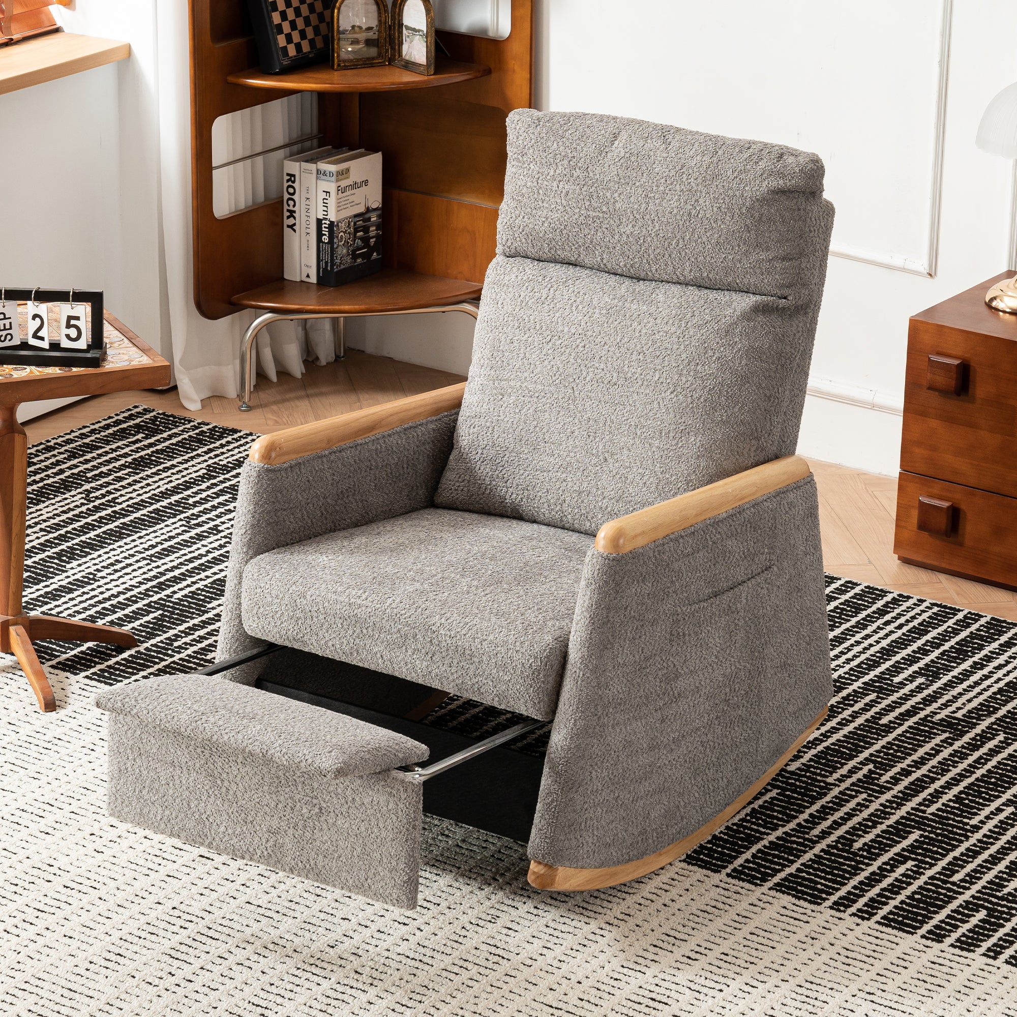 Accent Rocking Chair w/ Footrest | High Back Rocker