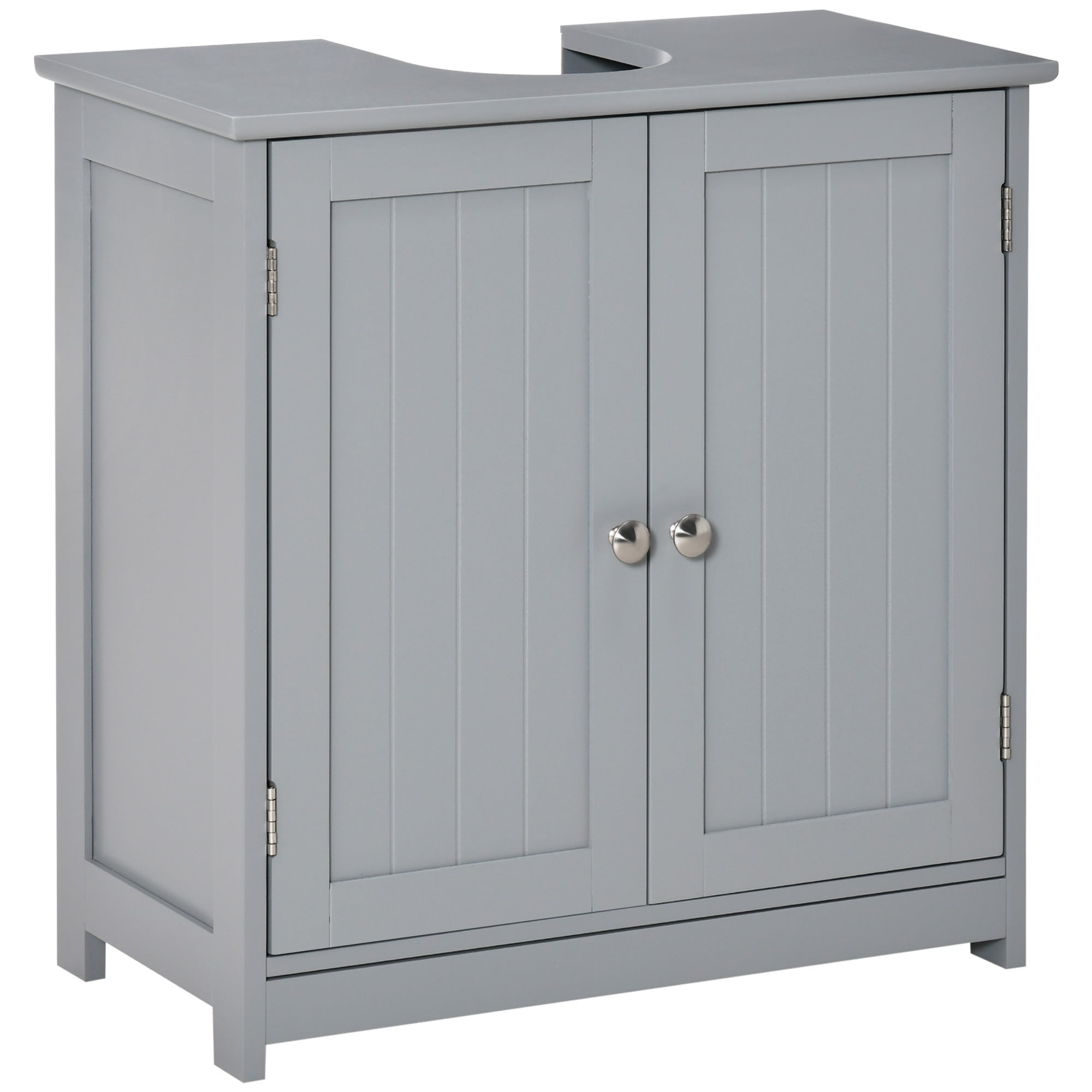 Gray Pedestal Sink Cabinet with Adjustable Shelf