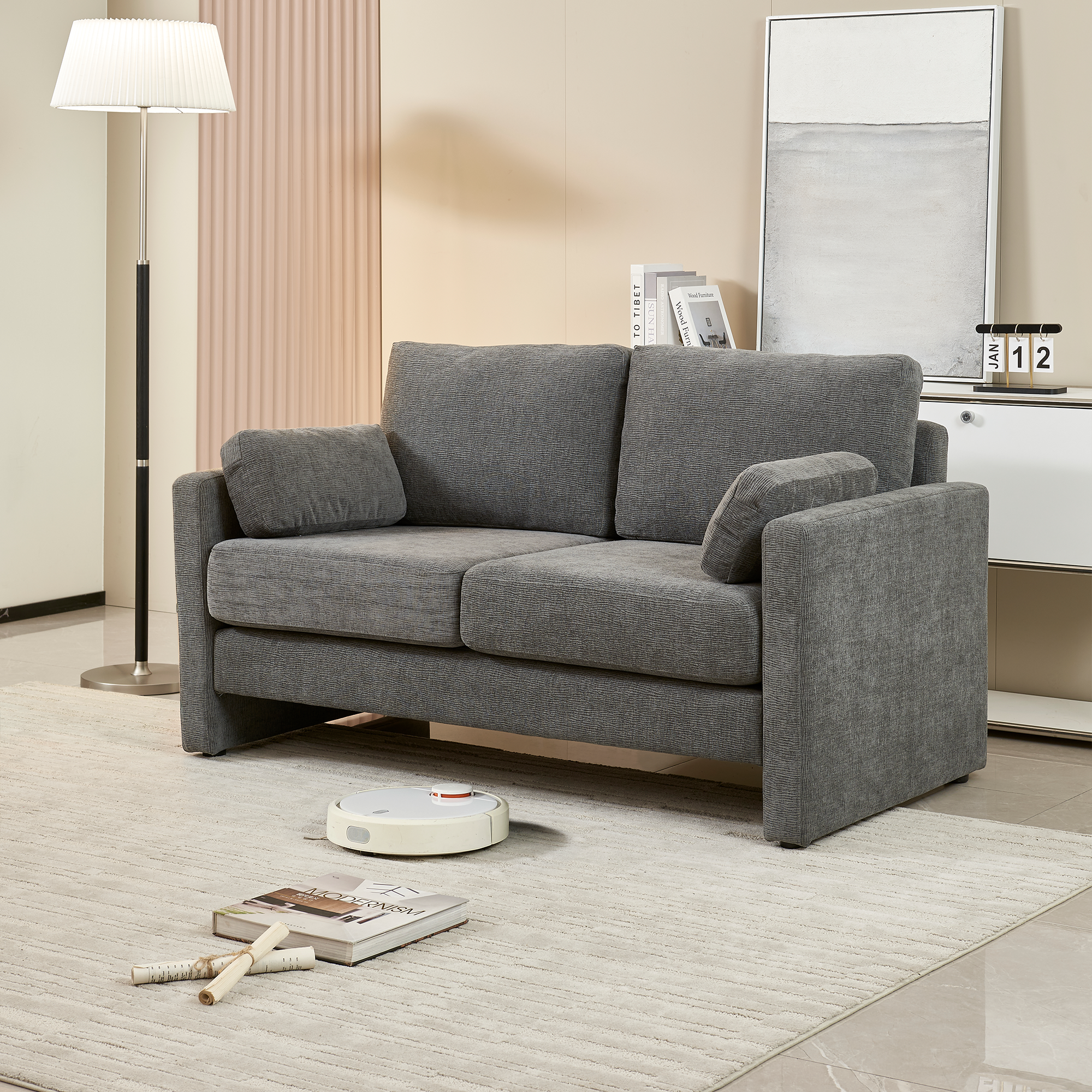 Modern Loveseat: Small Chenille Sofa for Living Room