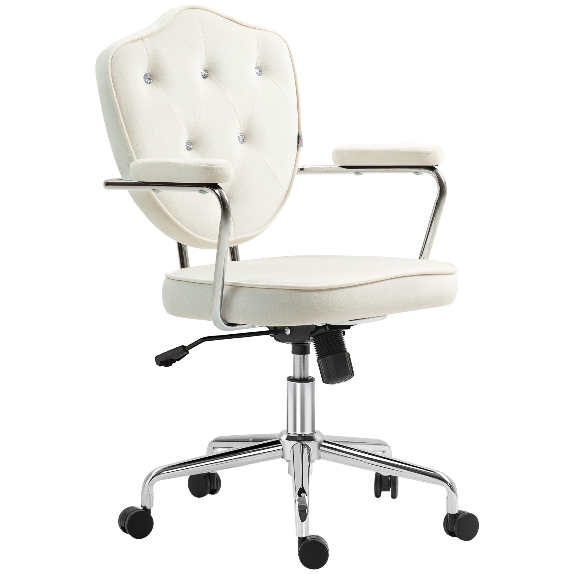 Cream Velvet Office Chair, Button Tufted Desk Chair