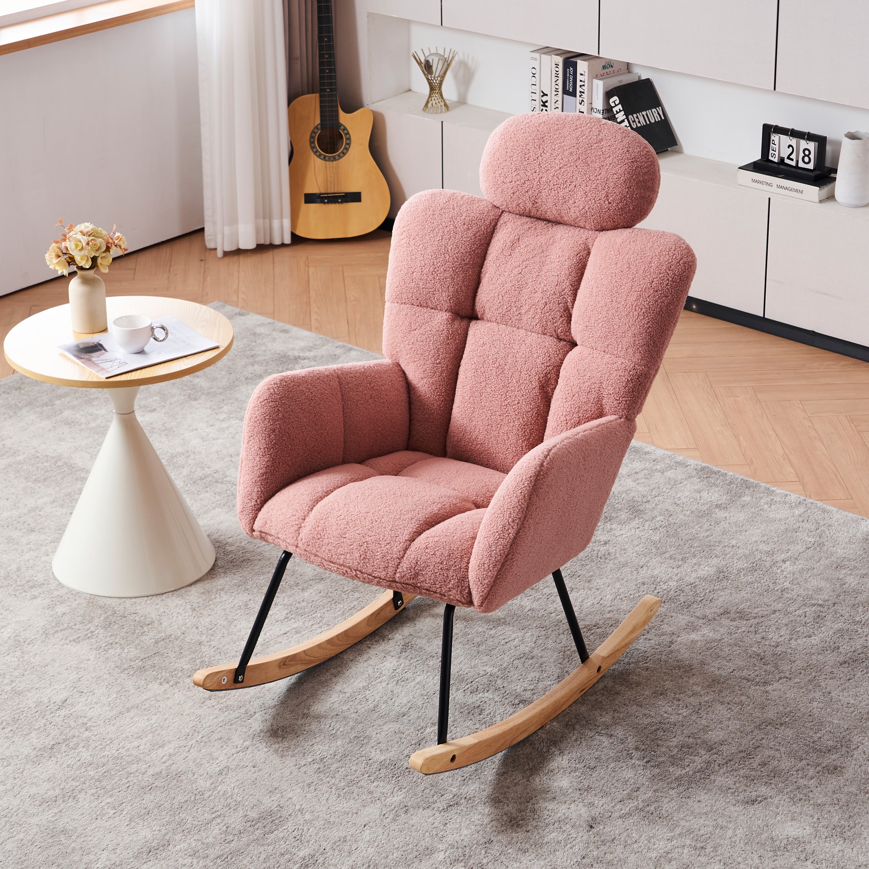 Pink Nursery Rocking Chair: Teddy Fabric Glider