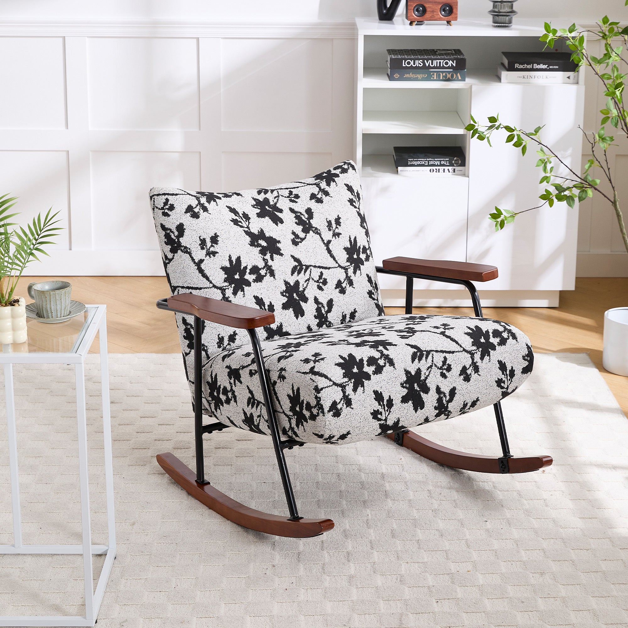 Modern Accent Rocking Chair | Metal Frame Arm Chair