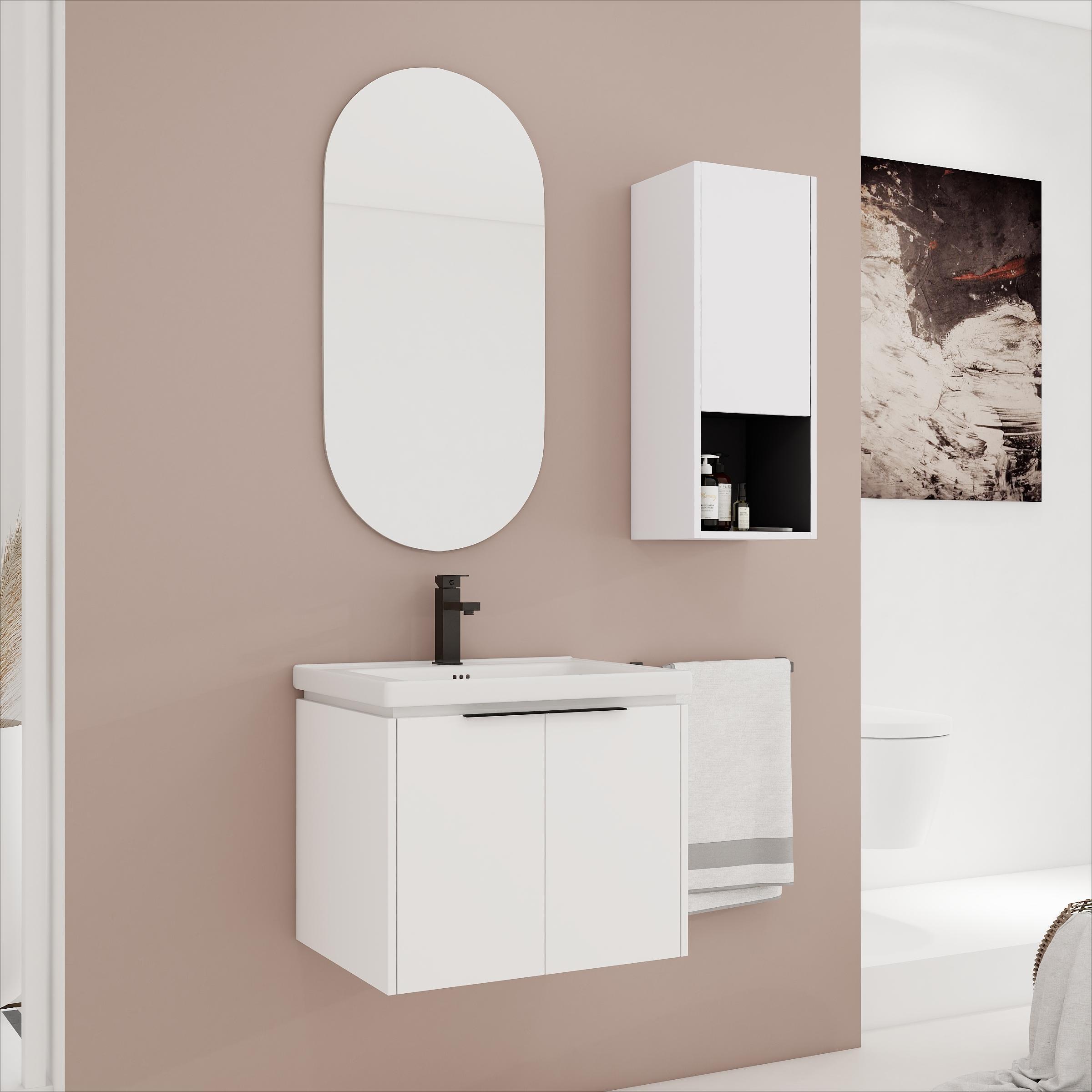 24" Wall-Mount Bathroom Vanity with Sink & Cabinet