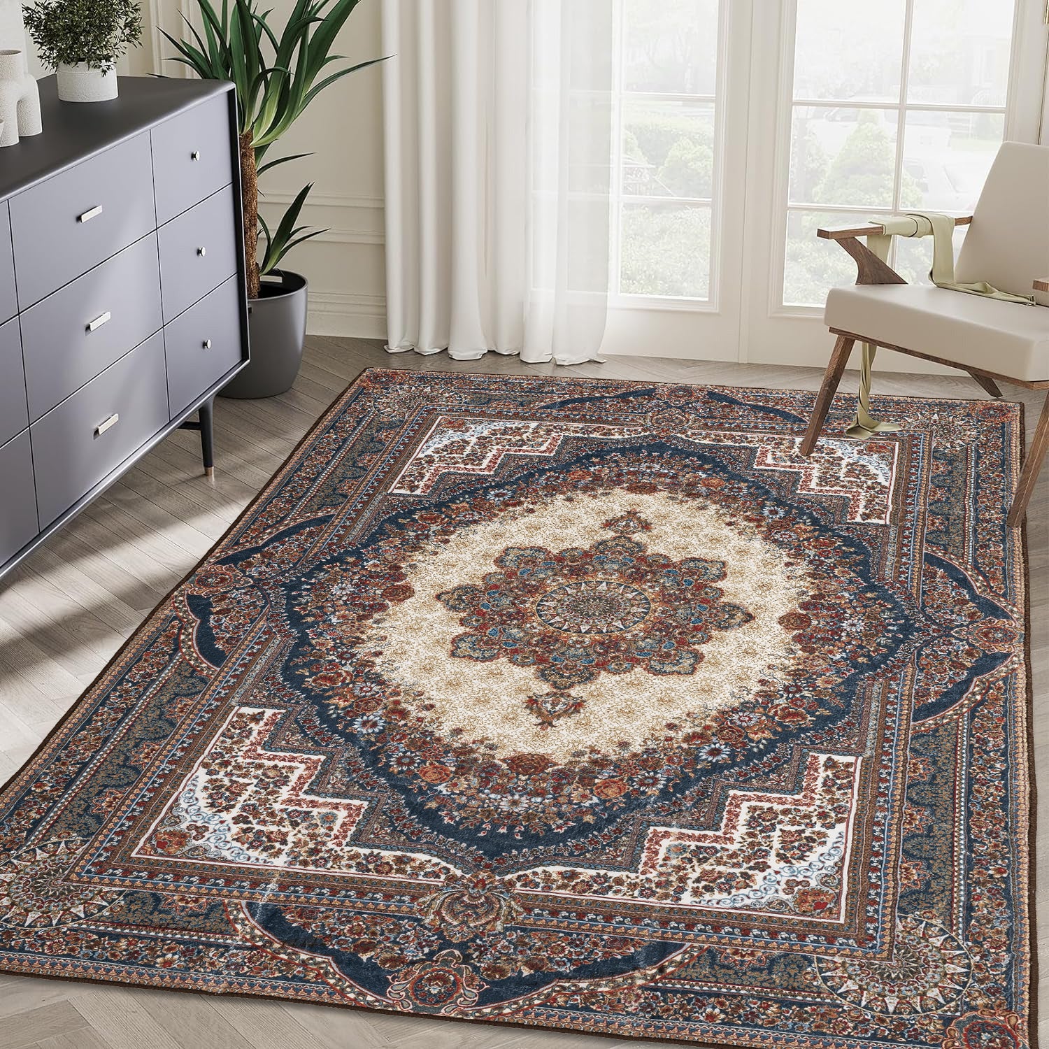 Bohemian 5x7 Area Rug: Vintage Persian Design
