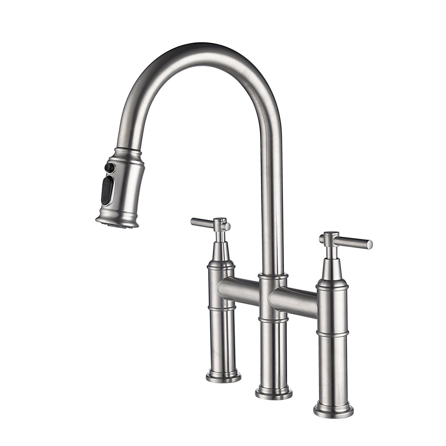 Spot-Free Pull-Down Bridge Kitchen Faucet