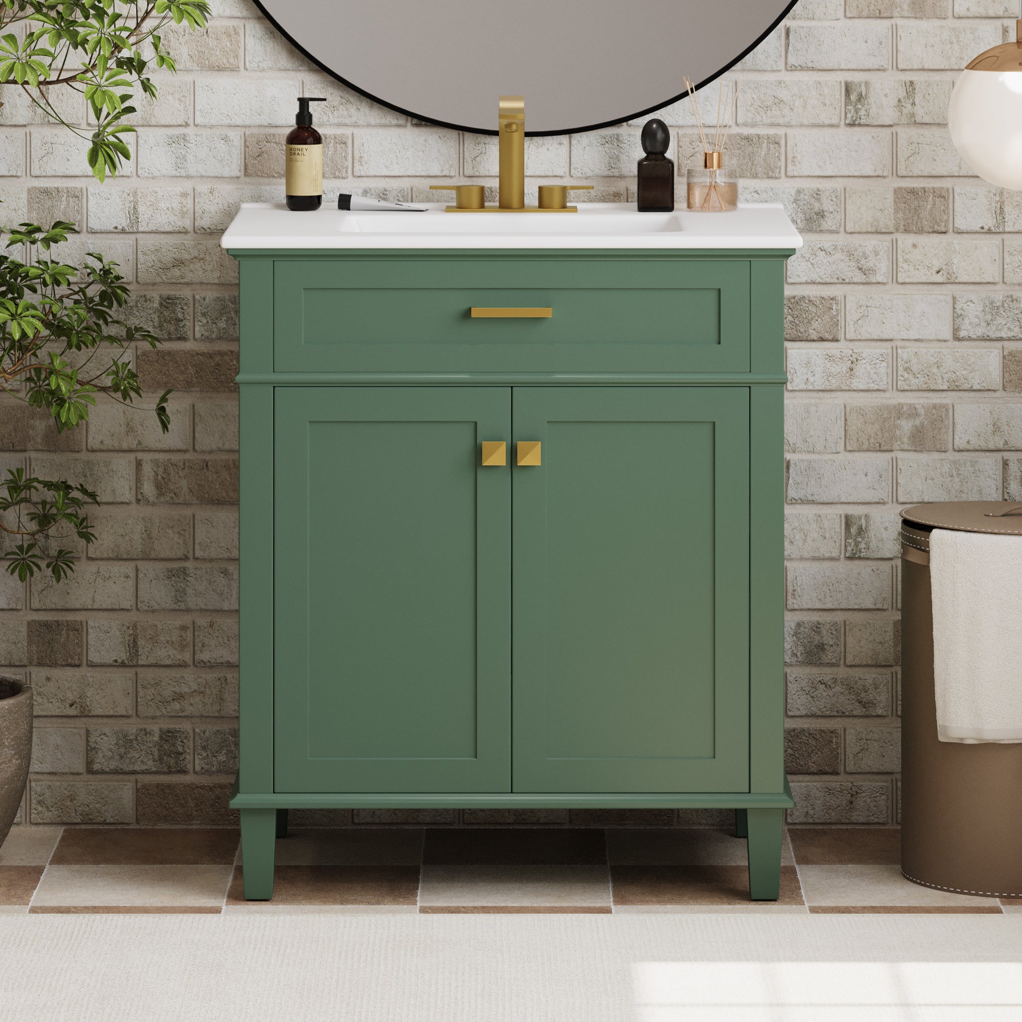 30" Bathroom Vanity: Ceramic Sink, Soft Close