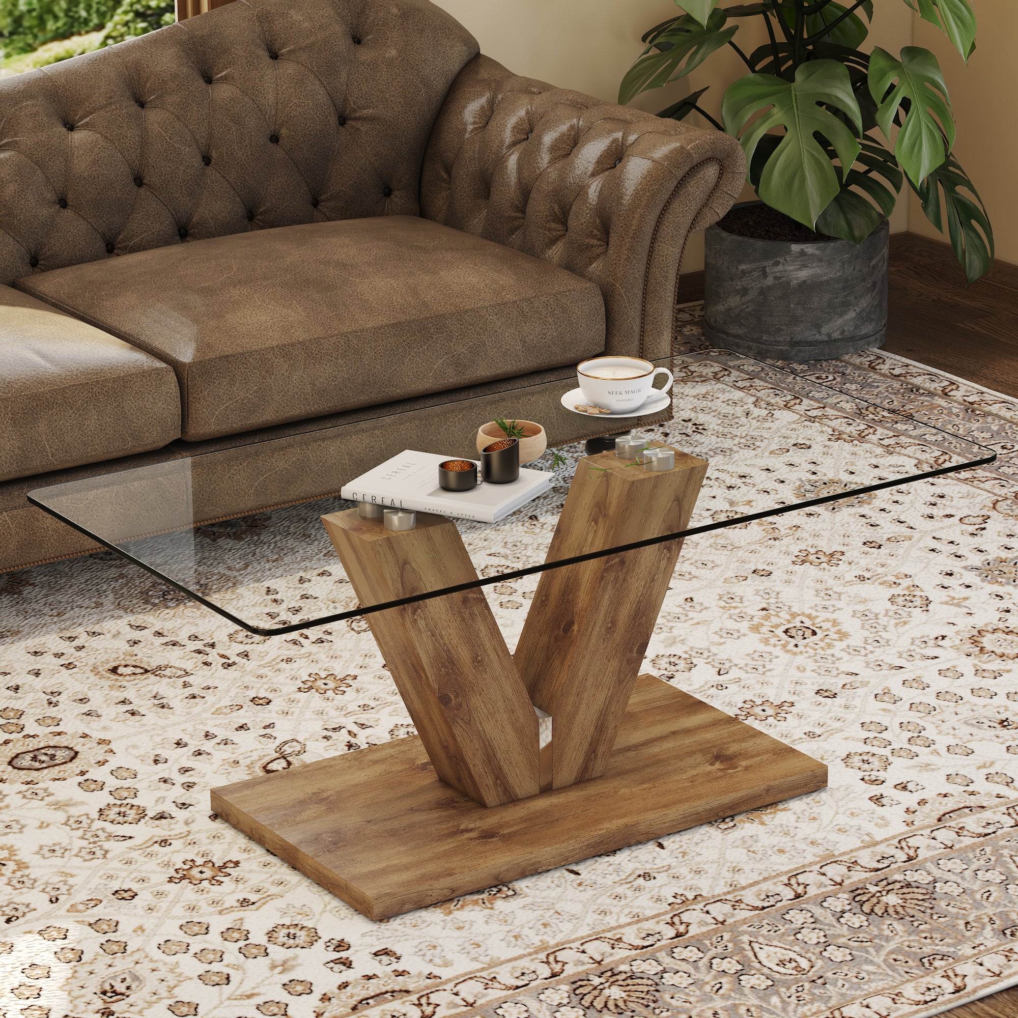 Modern Glass Coffee Table | Minimalist Living Room Table