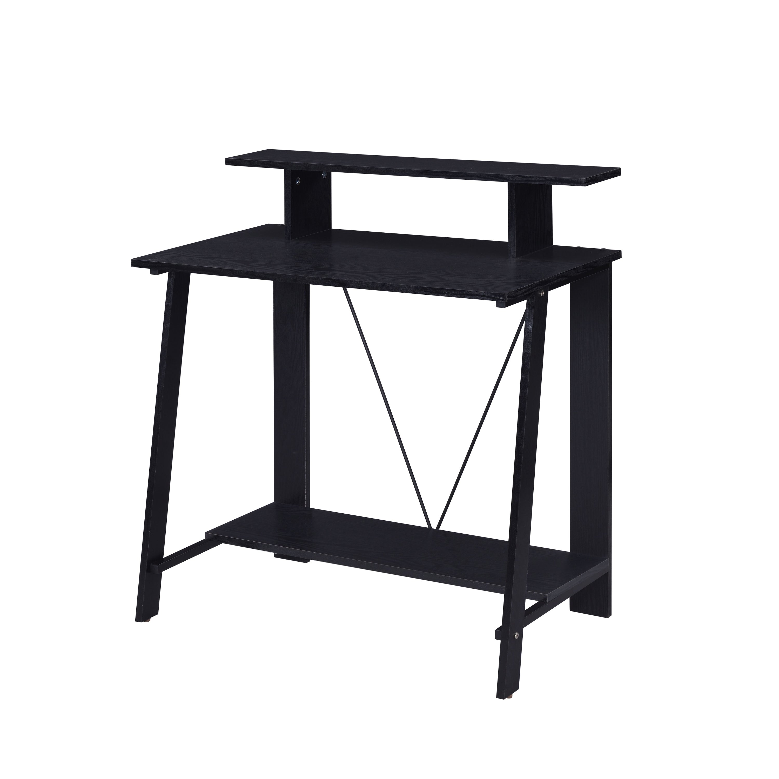 Black Writing Desk with Shelf | Sturdy & Stylish